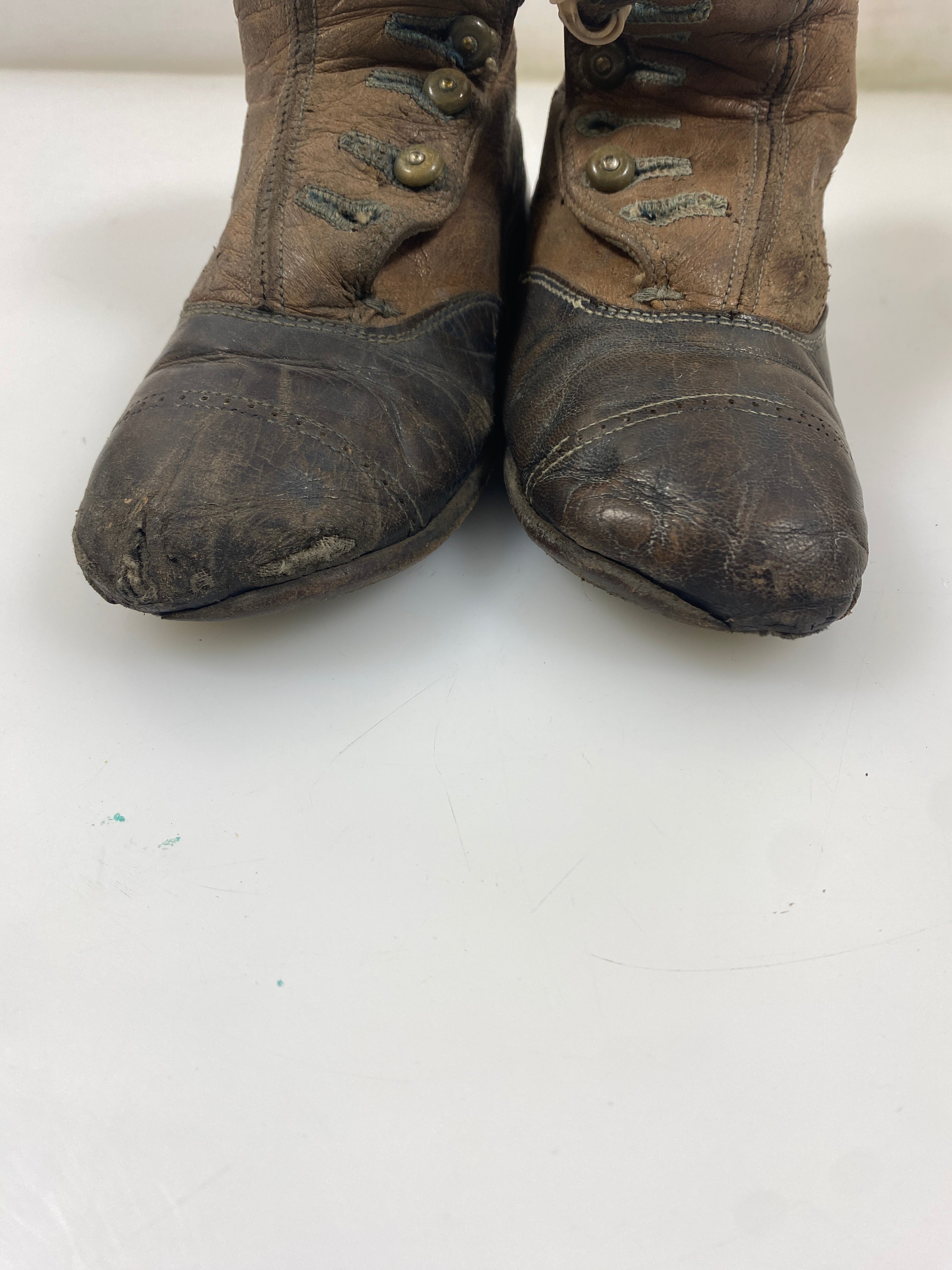 Vintage 1920s Children's Brown Leather Shoes