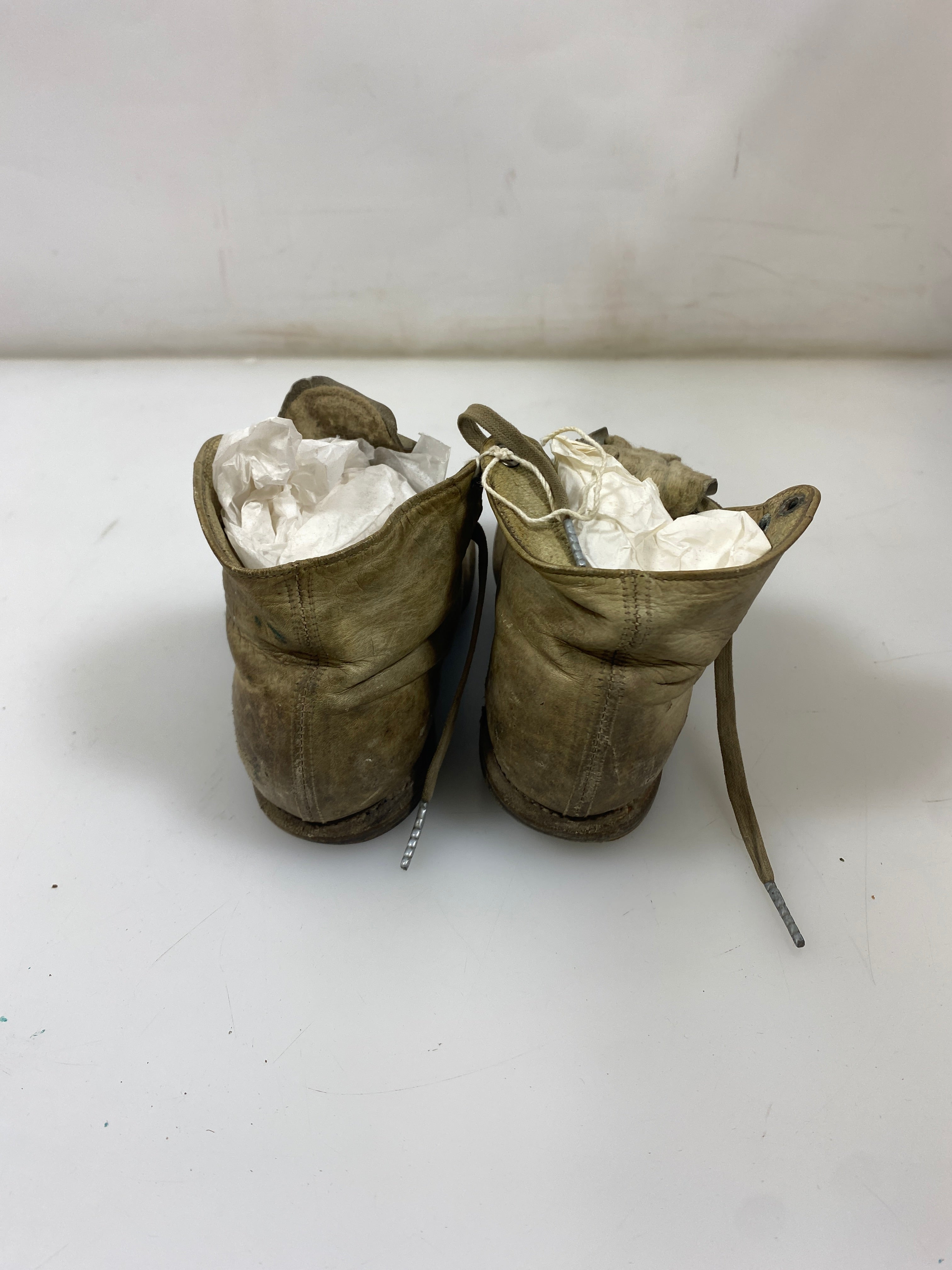 Vintage 1927 Tan Leather Lace-Up Children's Sneaker