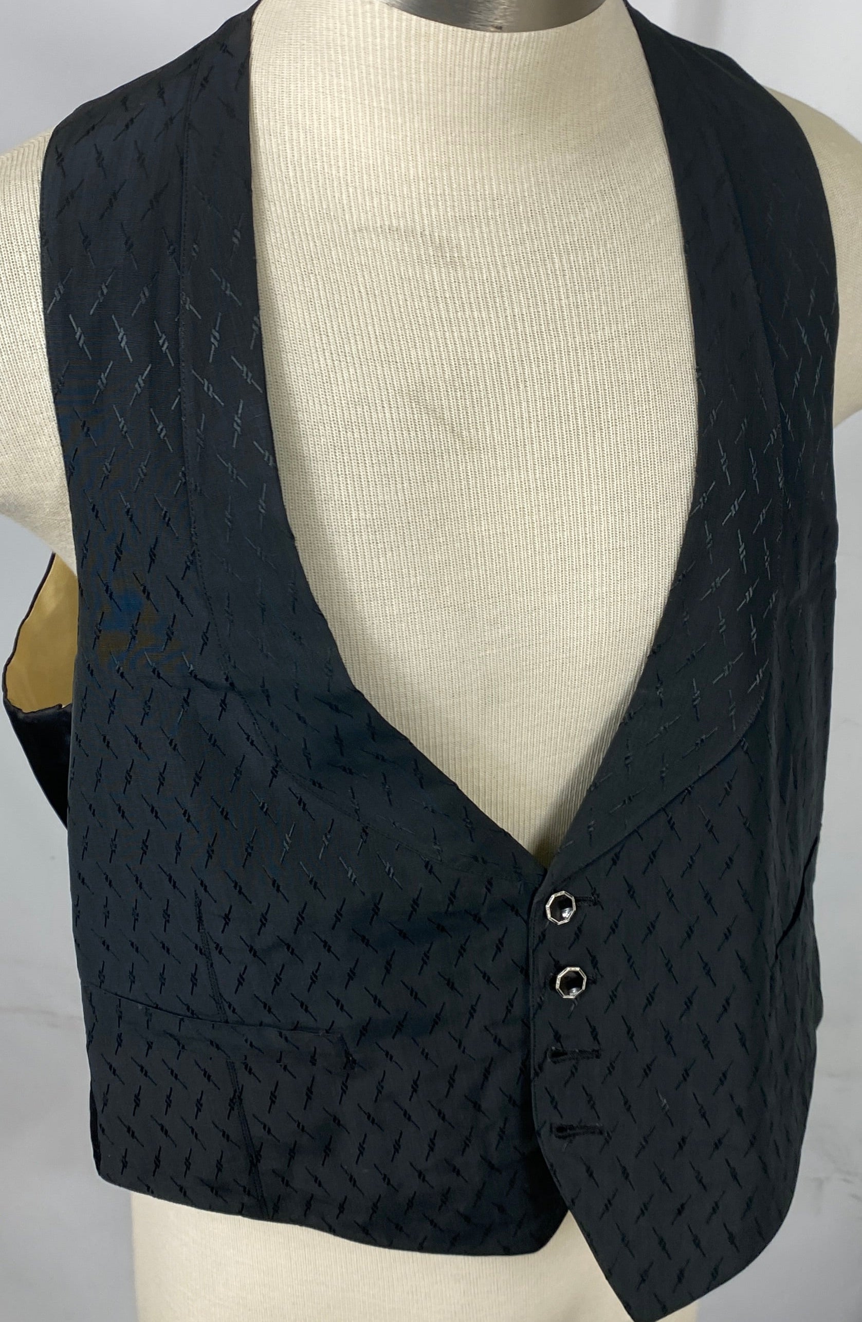 Vintage 1930's Black Vest Men's Size Unknown