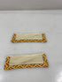 Vintage 1930s Tan Linen Cuff Set with Warm Tone Woven Border (2 Cuffs)