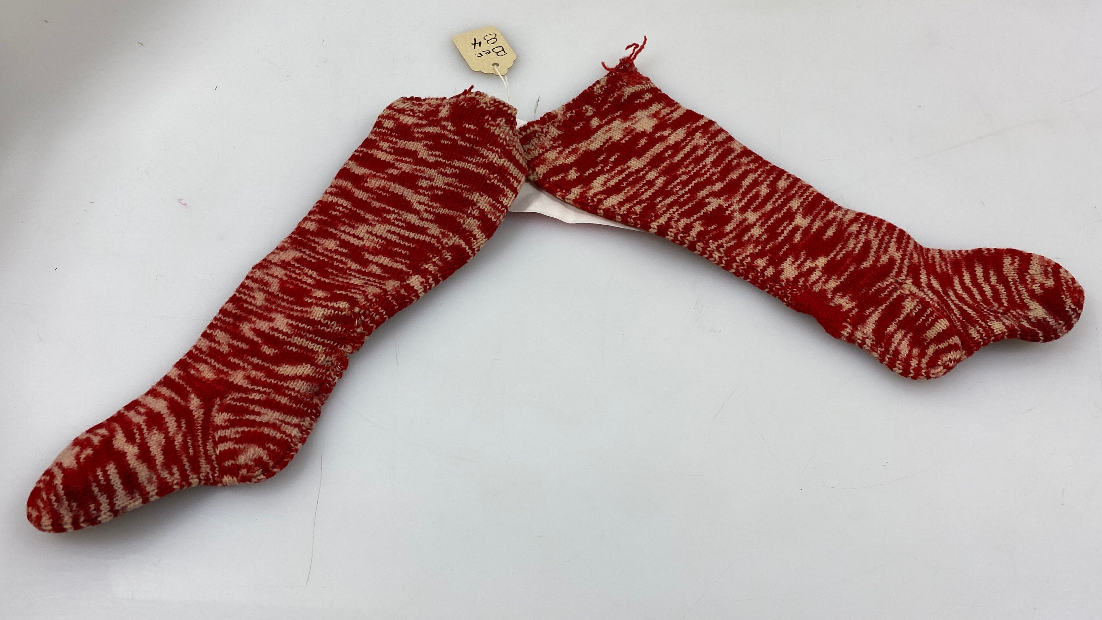 Vintage 1940s Red and White Knit Children's Socks