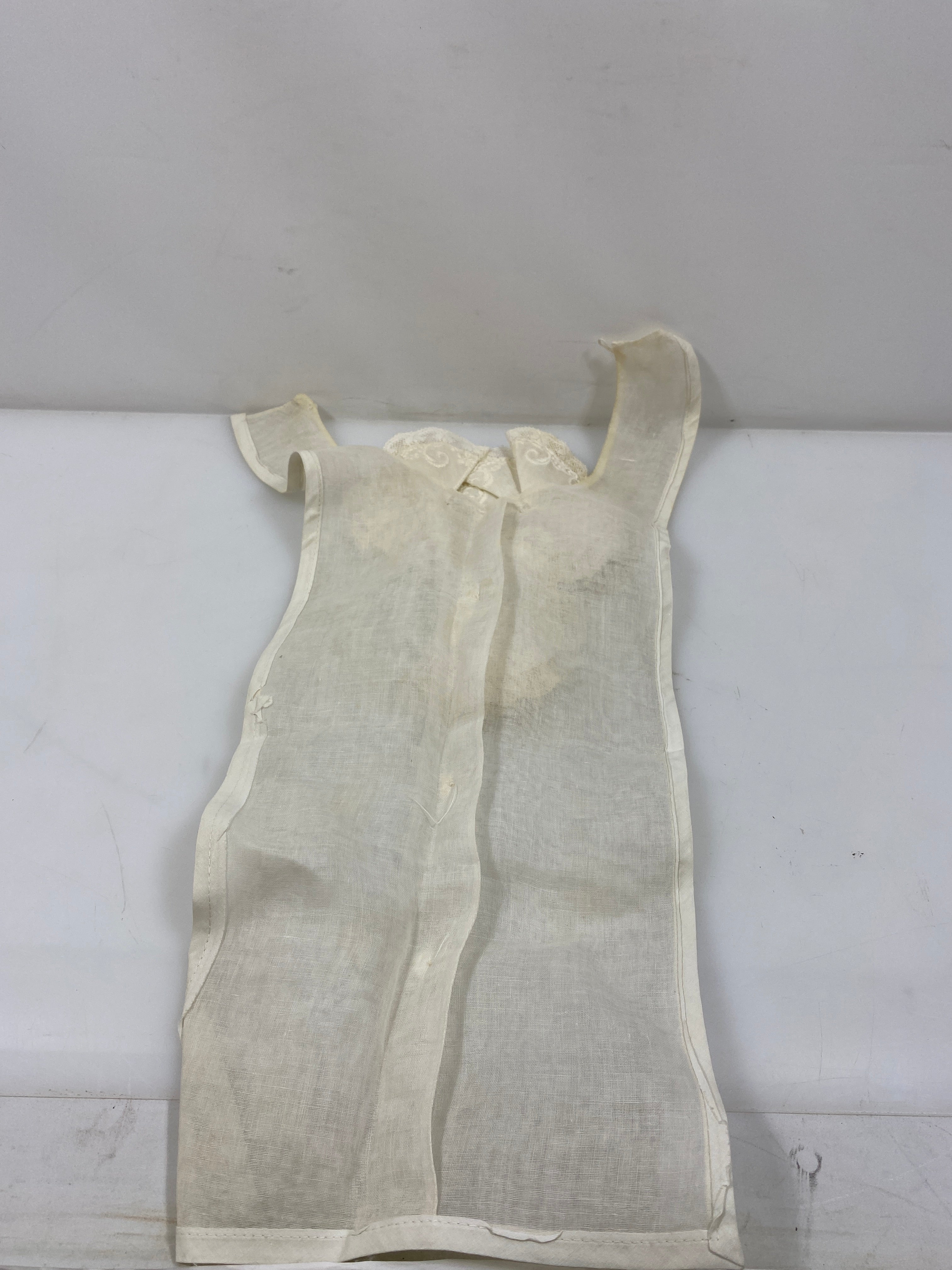 Vintage 1940s Sheer White Linen Dickie with Frilly Lace Details