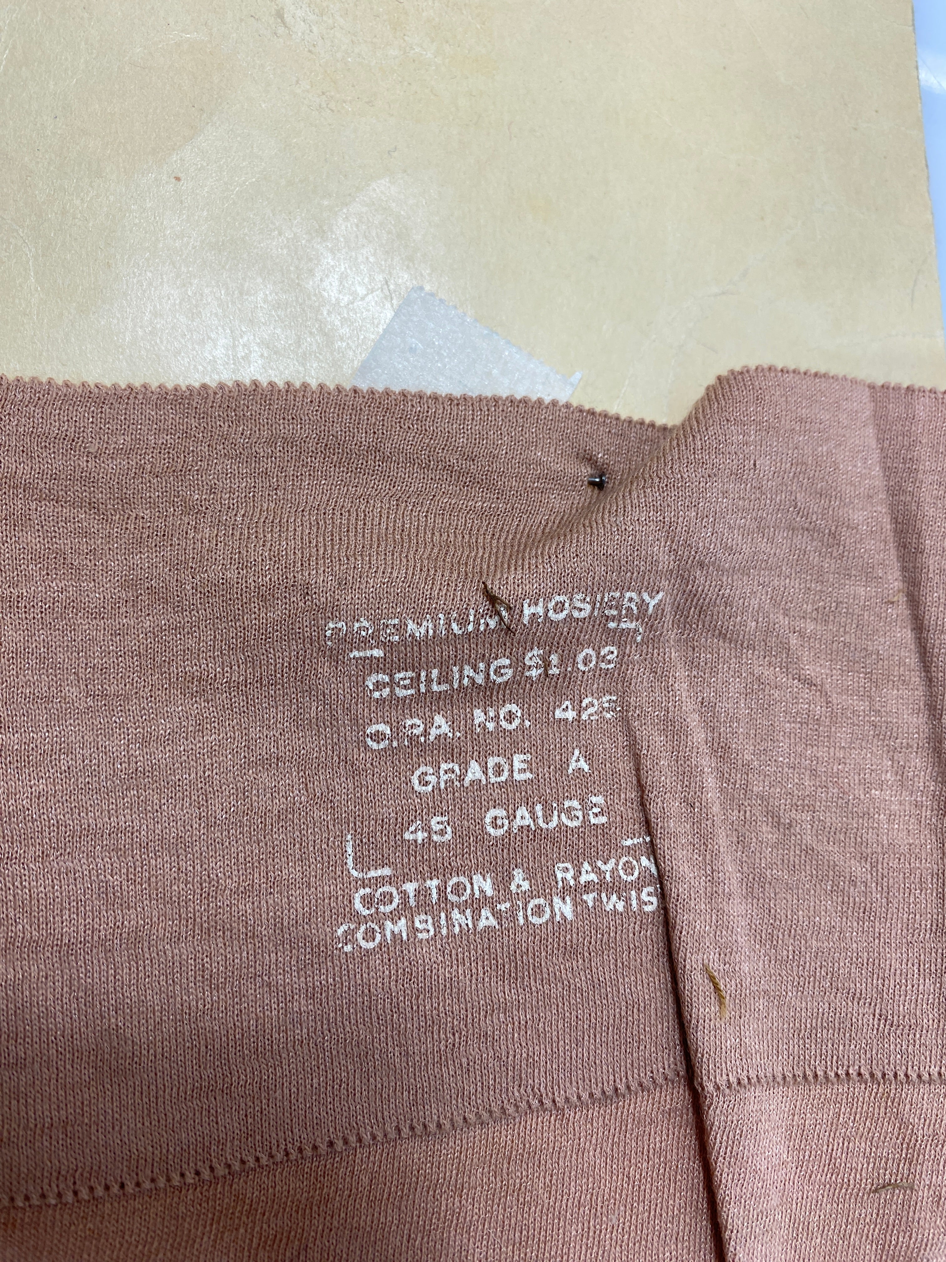 Vintage 1944 Service Chiffon Lisle & Rayon Stocking Sample