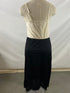 Vintage 1950s Black and White Rayon Silk Slip Size Unknown