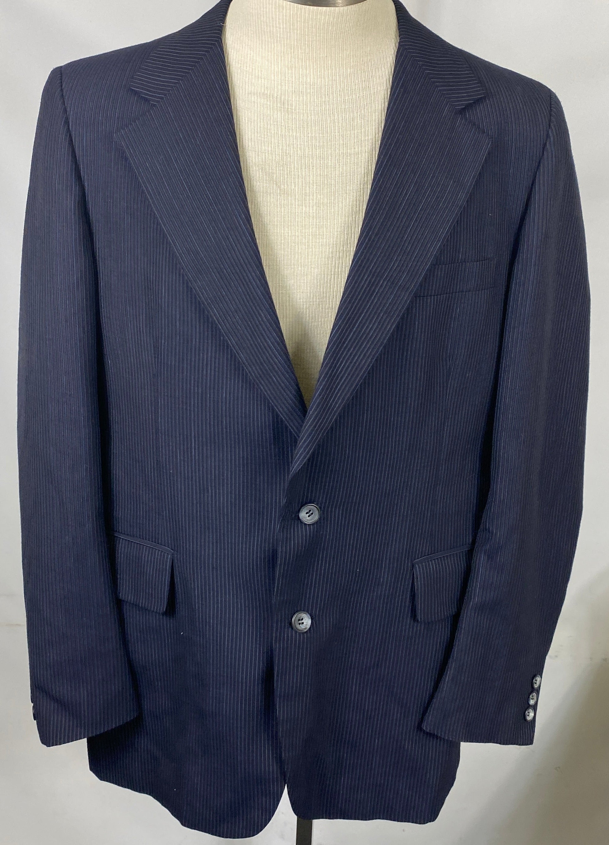 Vintage 1950s Cavalier Kauffman's Blue Pinstripe Suit Jacket, Pants and Vest Men's Size Unknown