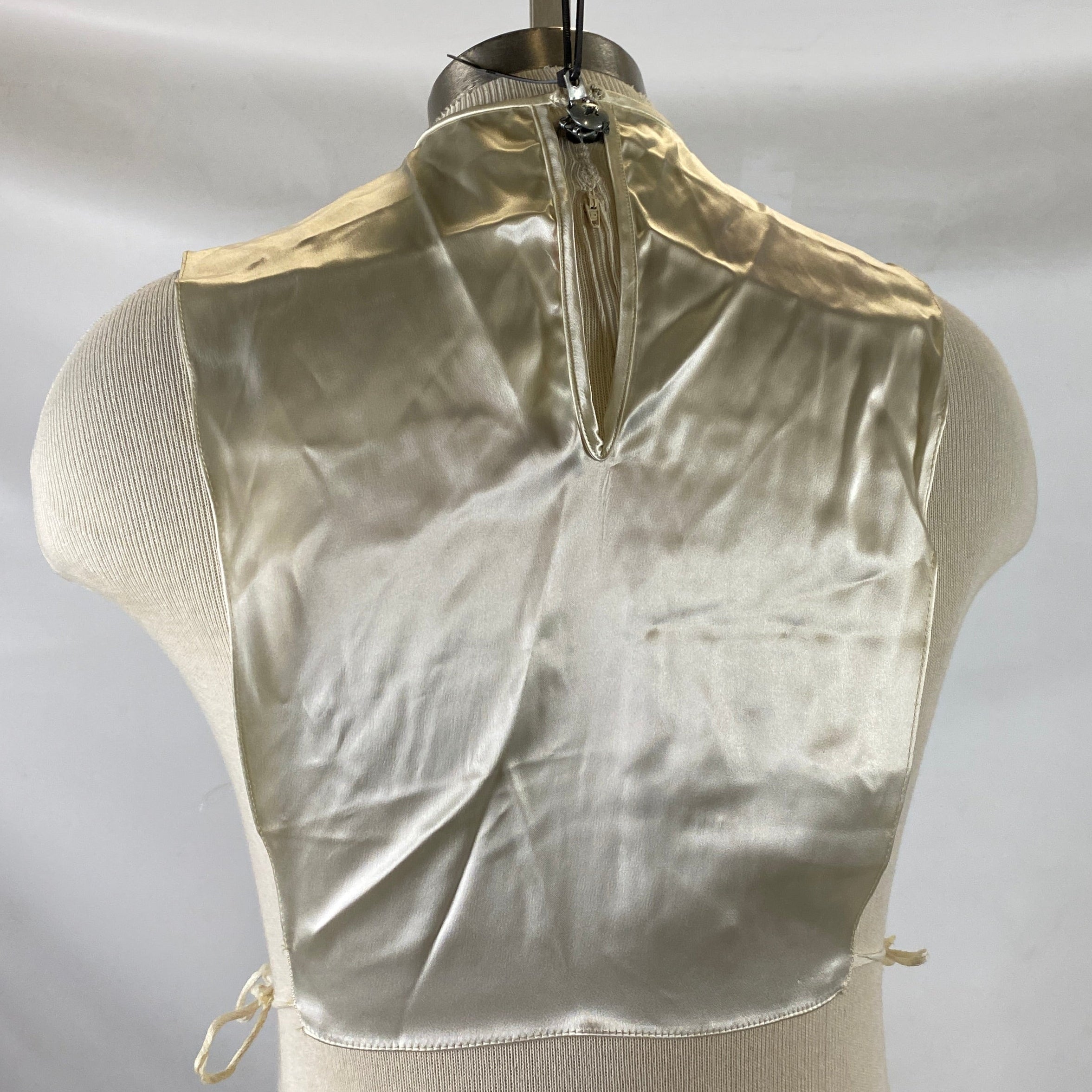Vintage 1950s Ivory Satin Dickey with Button Closure
