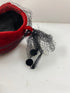 Vintage 1950s Red Velvet Pill Box Women's Hat with Black Lace and Beadwork