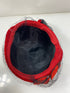 Vintage 1950s Red Velvet Pill Box Women's Hat with Black Lace and Beadwork