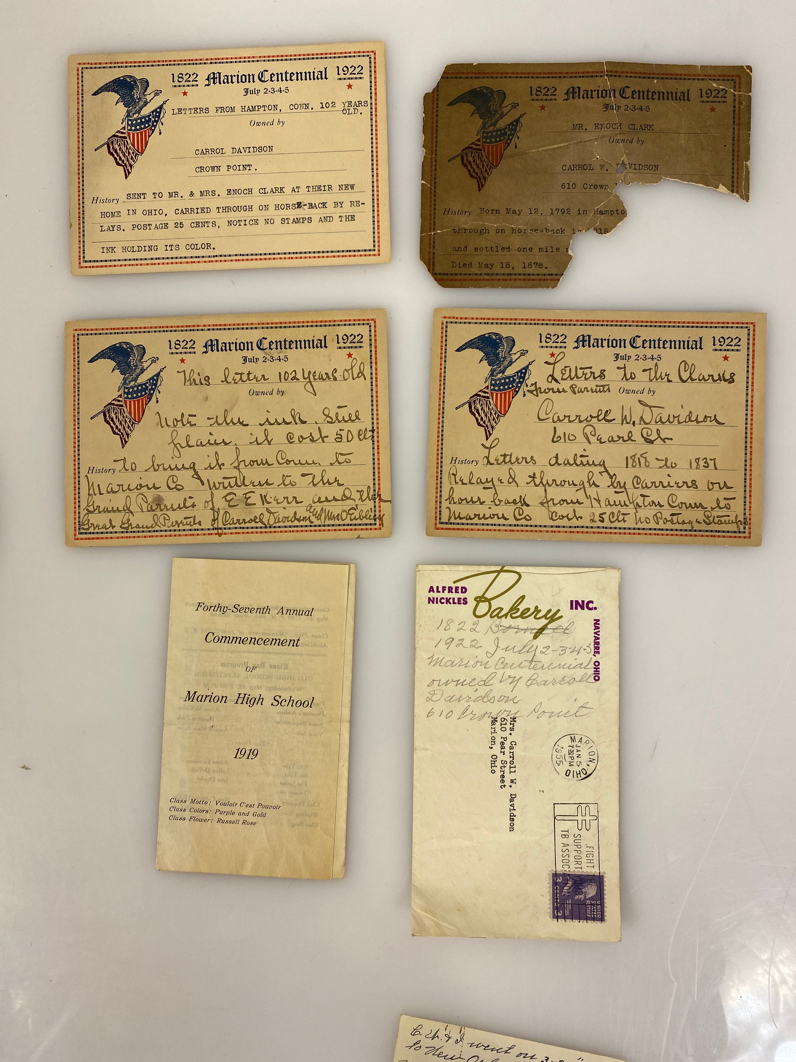 Vintage 1950s Scrapbook with letters/ephemera from 1820s Marion, OH
