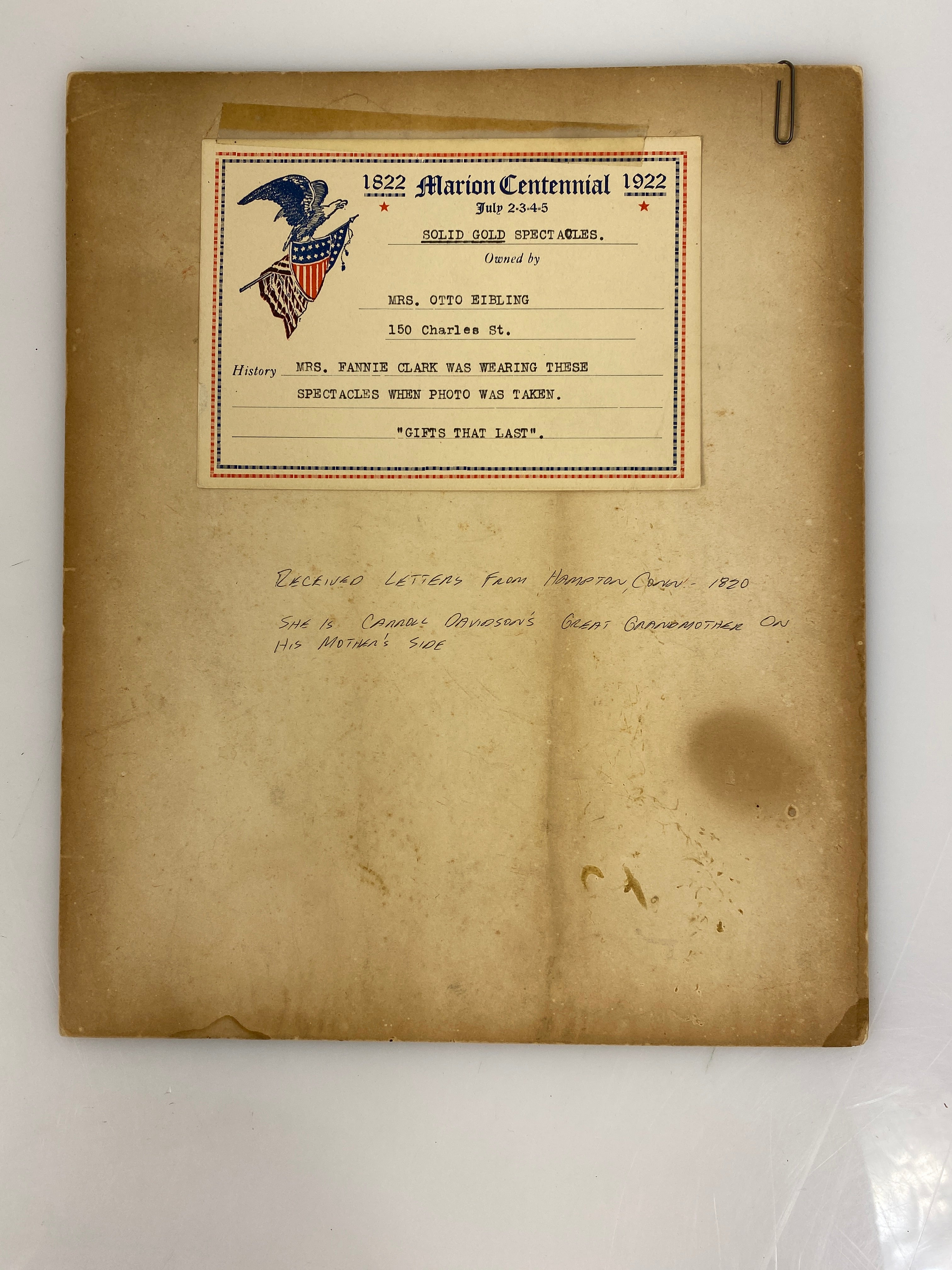 Vintage 1950s Scrapbook with letters/ephemera from 1820s Marion, OH