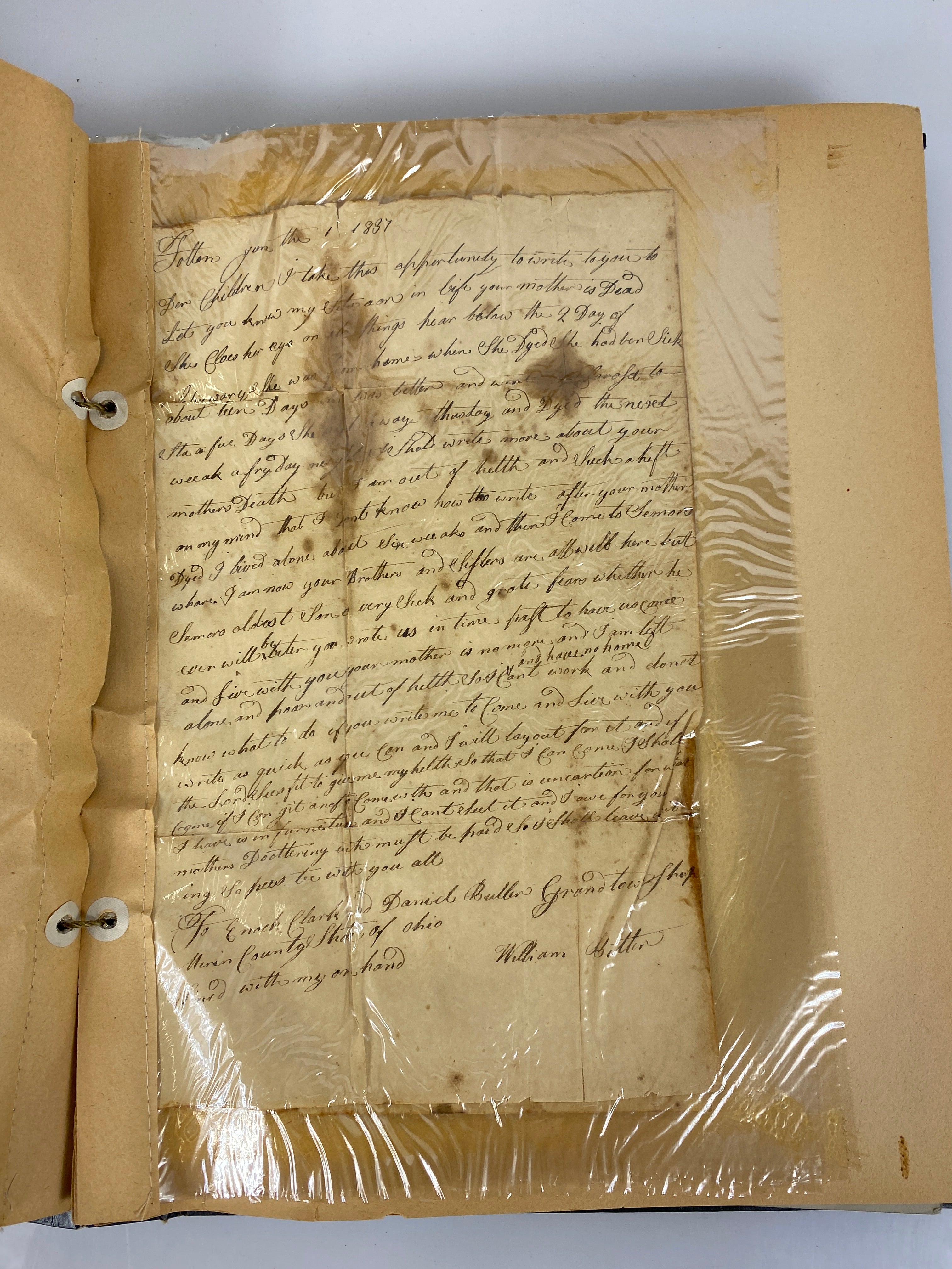 Vintage 1950s Scrapbook with letters/ephemera from 1820s Marion, OH