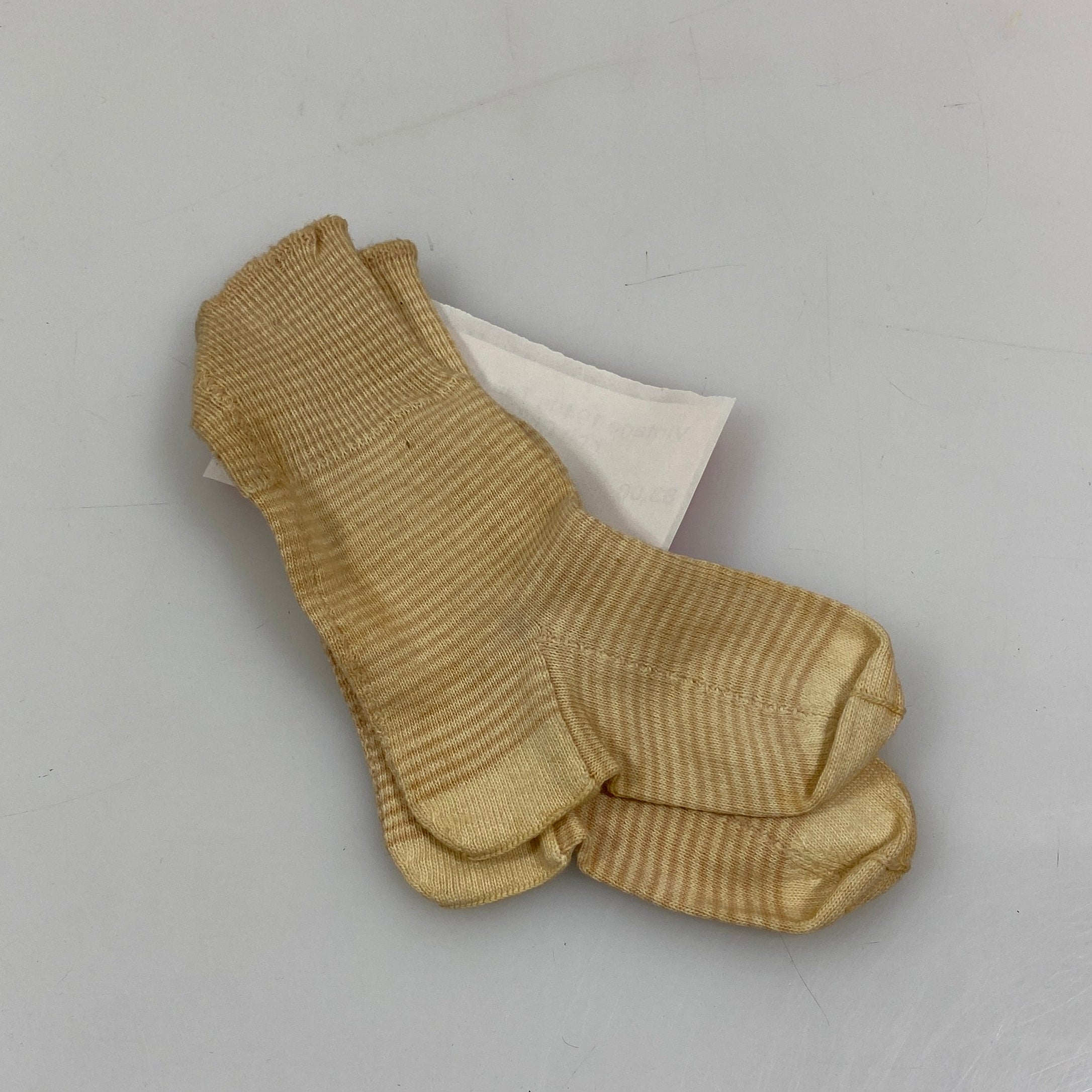 Vintage 1950s Tan Striped Knit Children's Socks