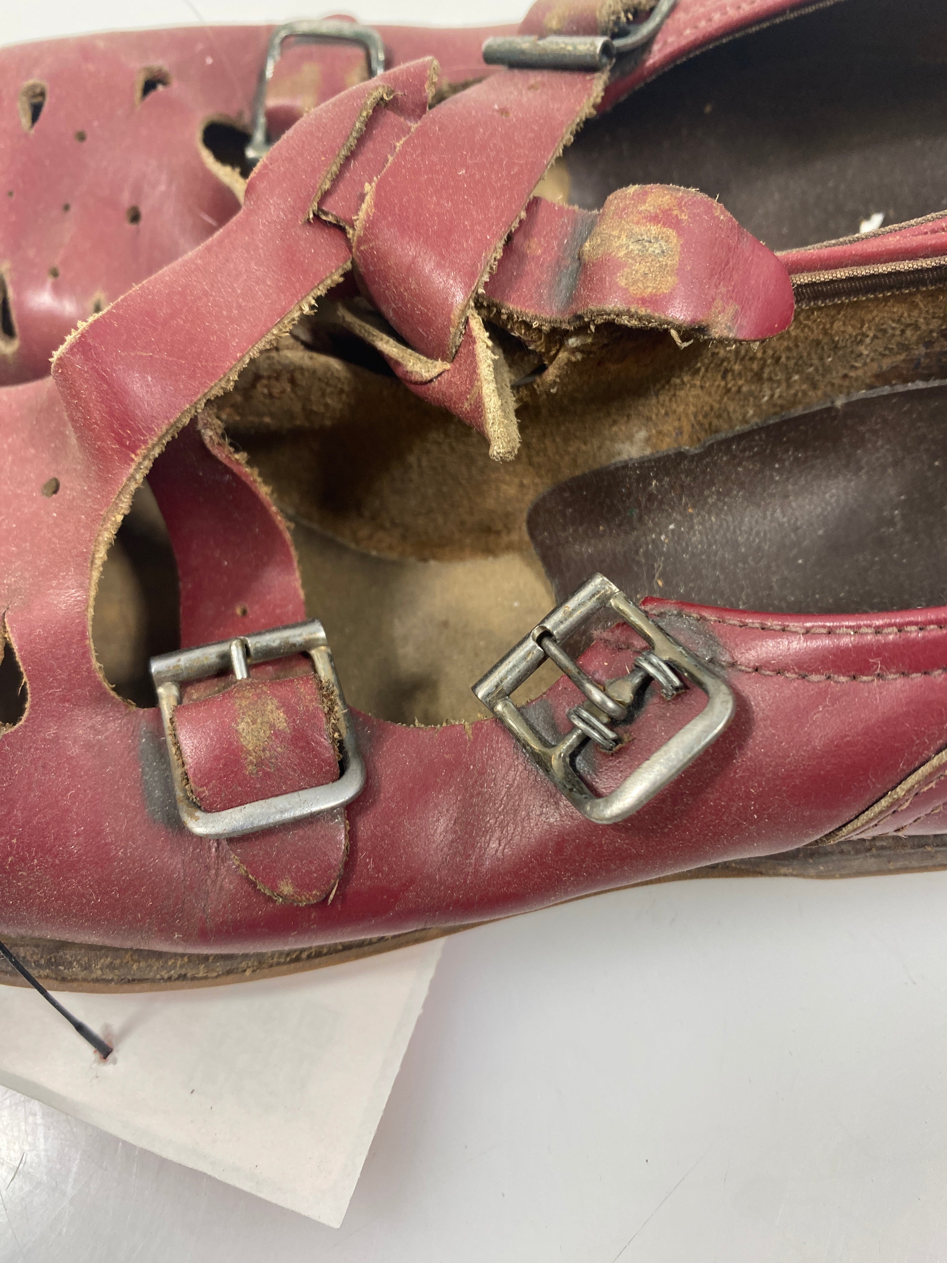 Vintage 1960s Children's Red Leather Mary Janes with Two Buckles