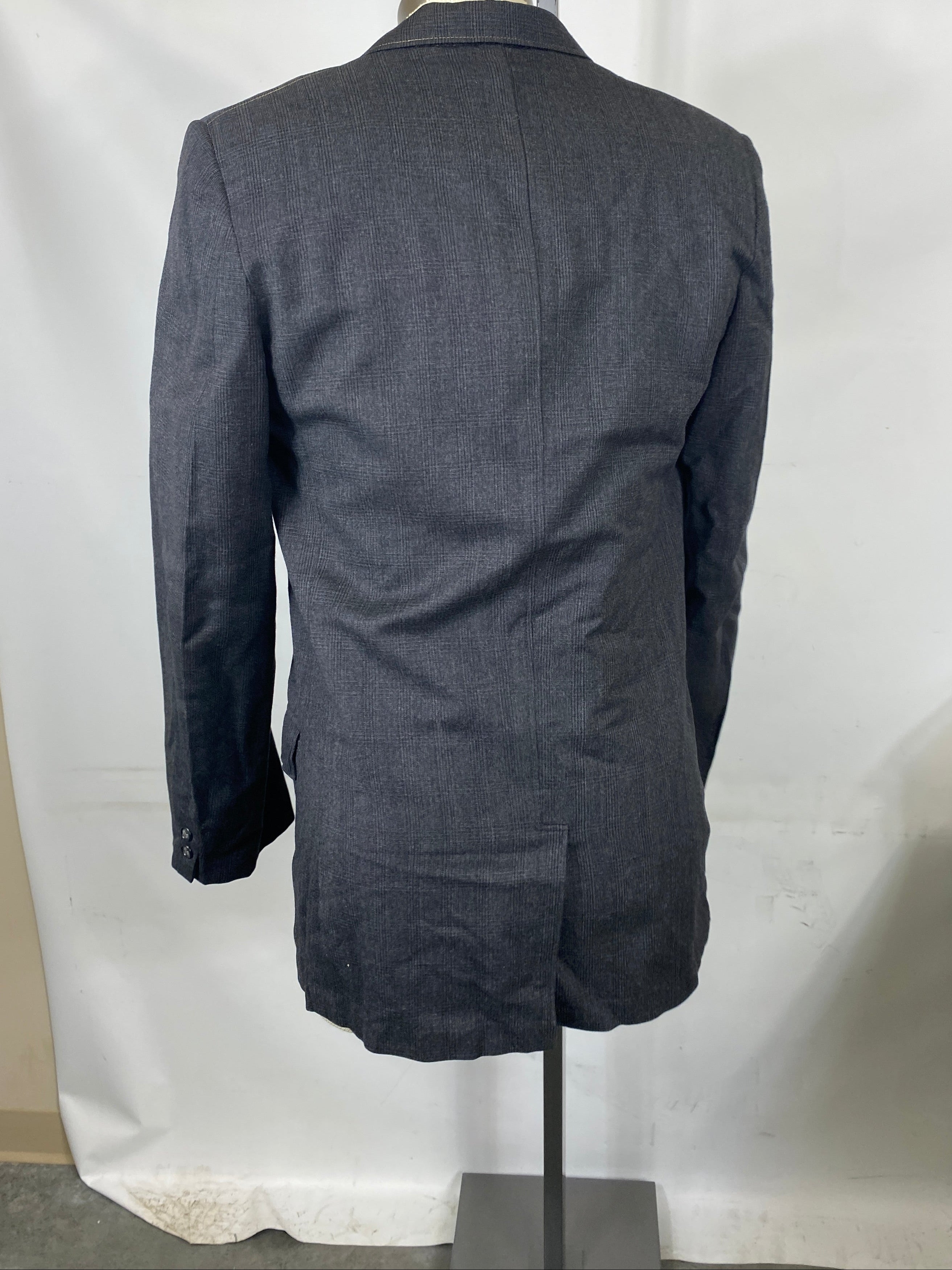 Vintage 1960s Dark Gray Suit Coat, Pants and Dress Shirt Men's Size Unknown