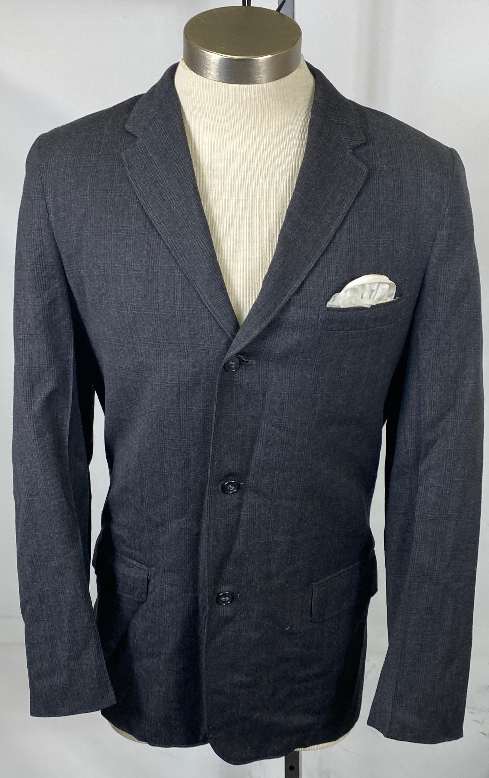 Vintage 1960s Dark Gray Suit Coat, Pants and Dress Shirt Men's Size Unknown