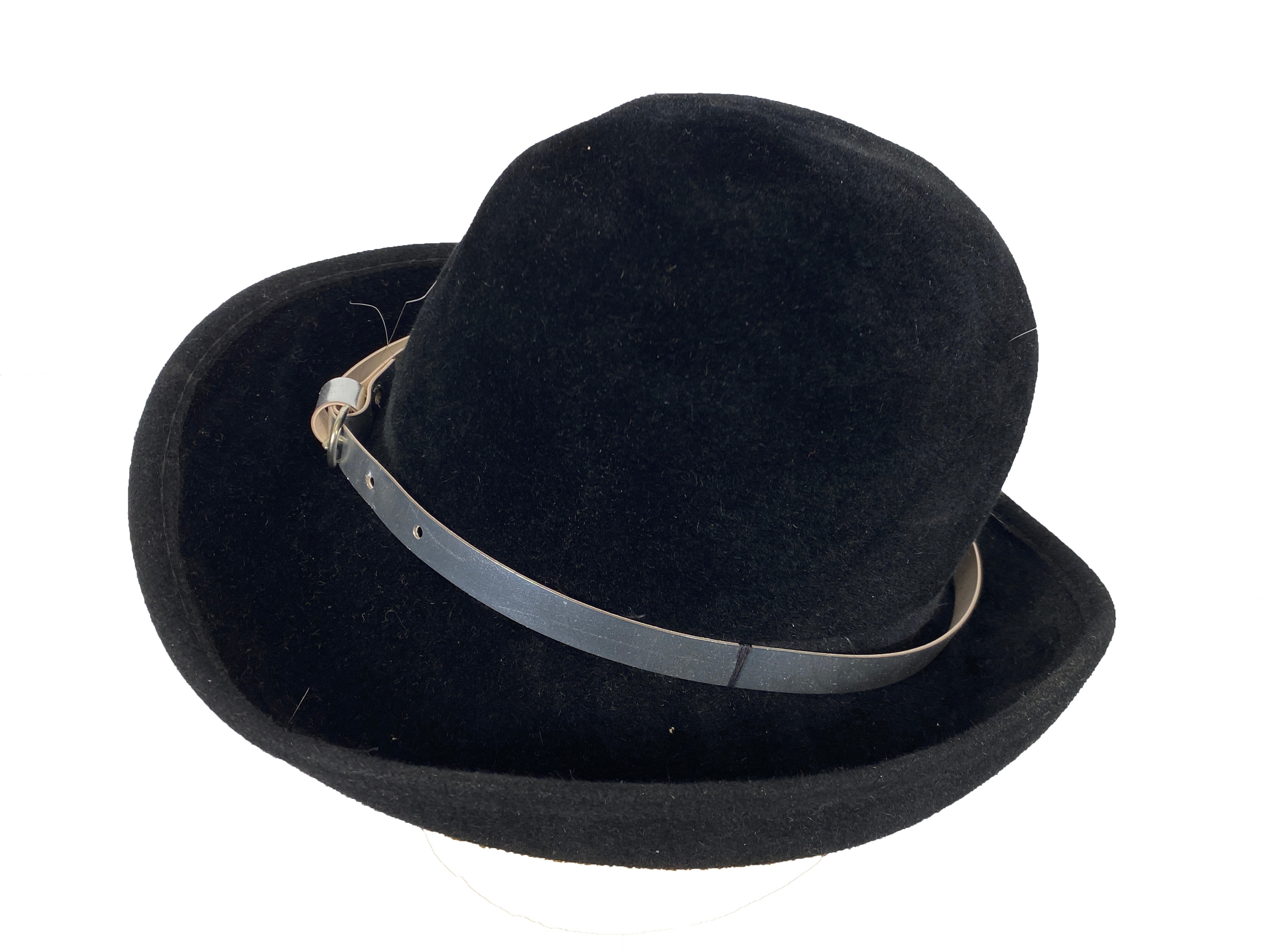 Vintage 1960s Filene's Black Felt Homburg Hat - England