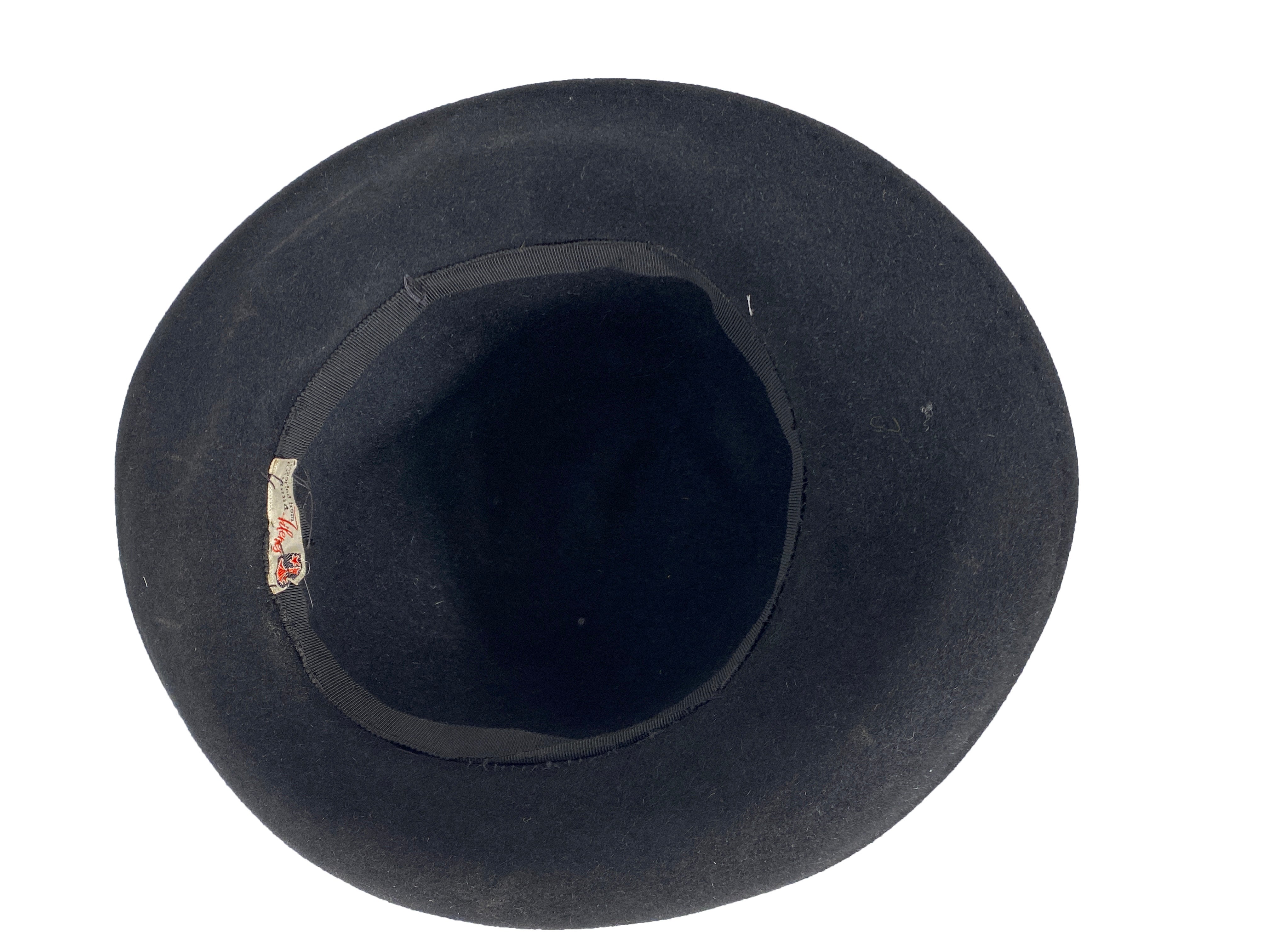 Vintage 1960s Filene's Black Felt Homburg Hat - England