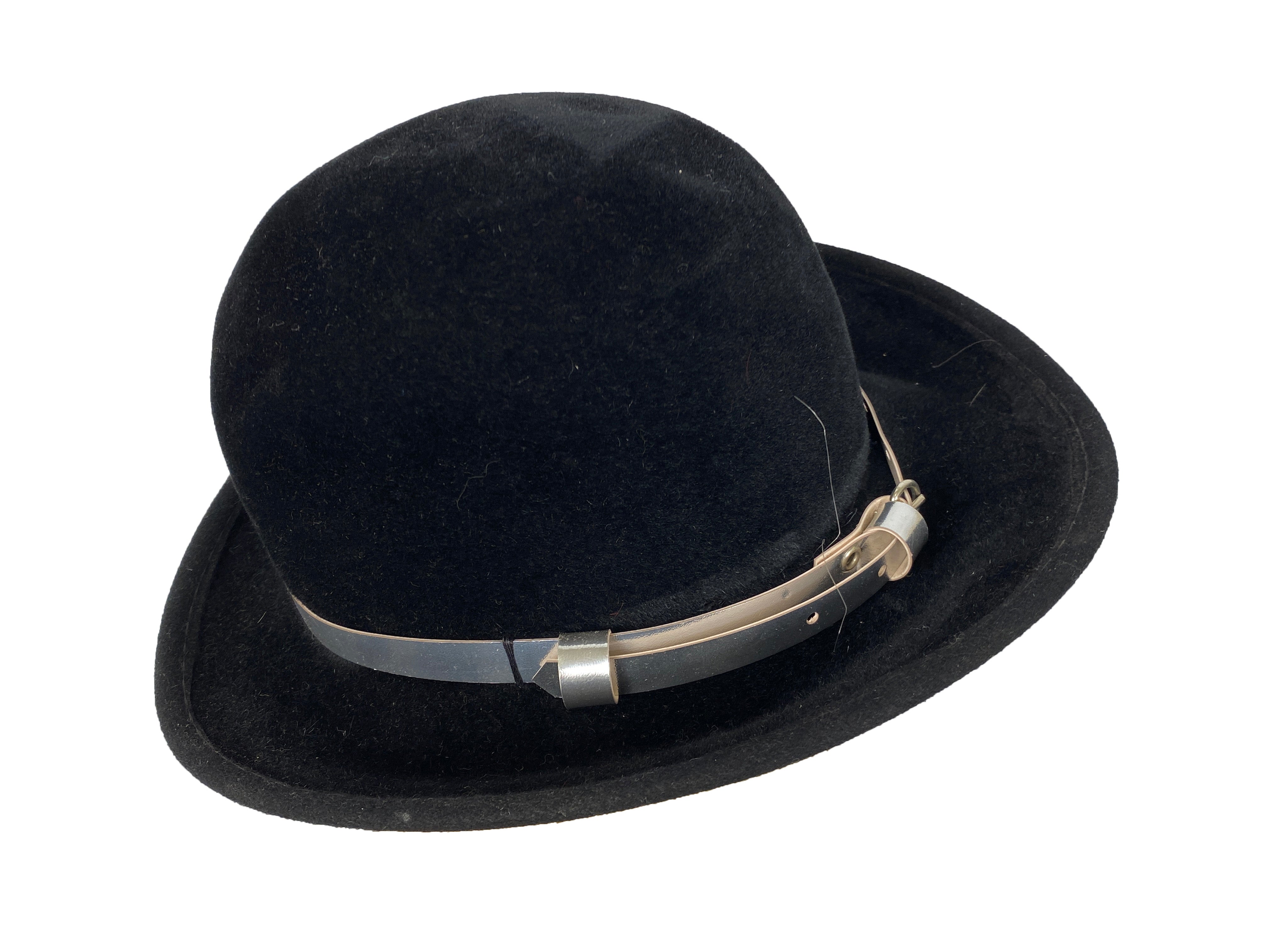 Vintage 1960s Filene's Black Felt Homburg Hat - England