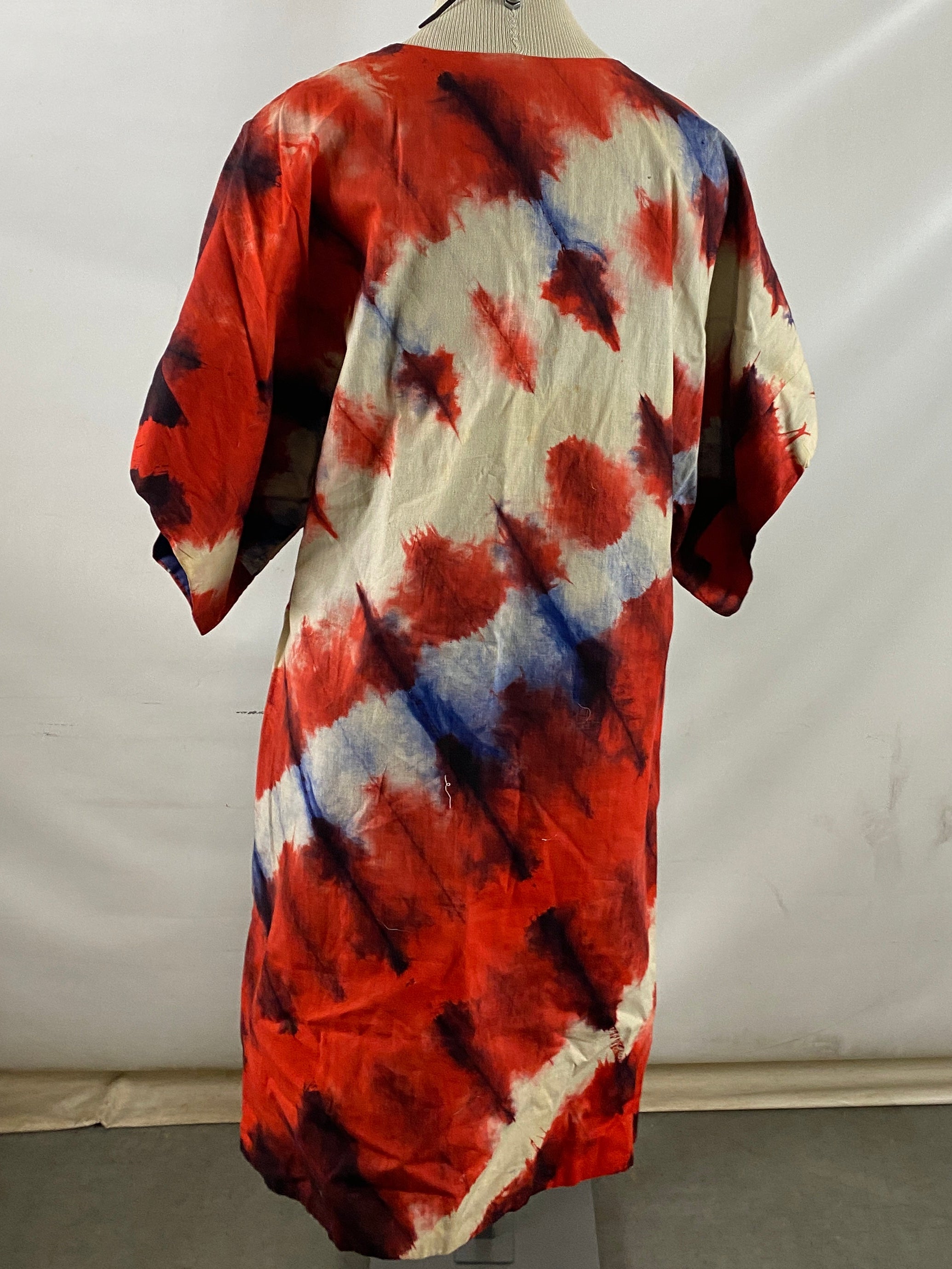 Vintage 1960s Red, White, and Blue Tie Dye Dress Size Unknown