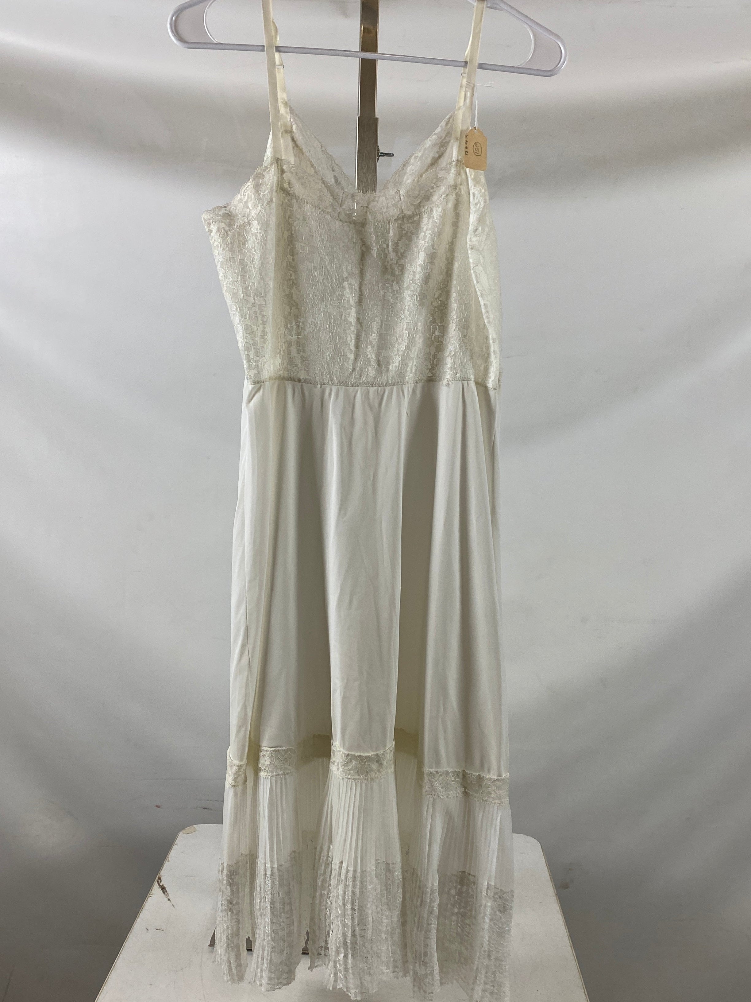 Vintage 1960s White Lacey Rayon Slip Size Unknown