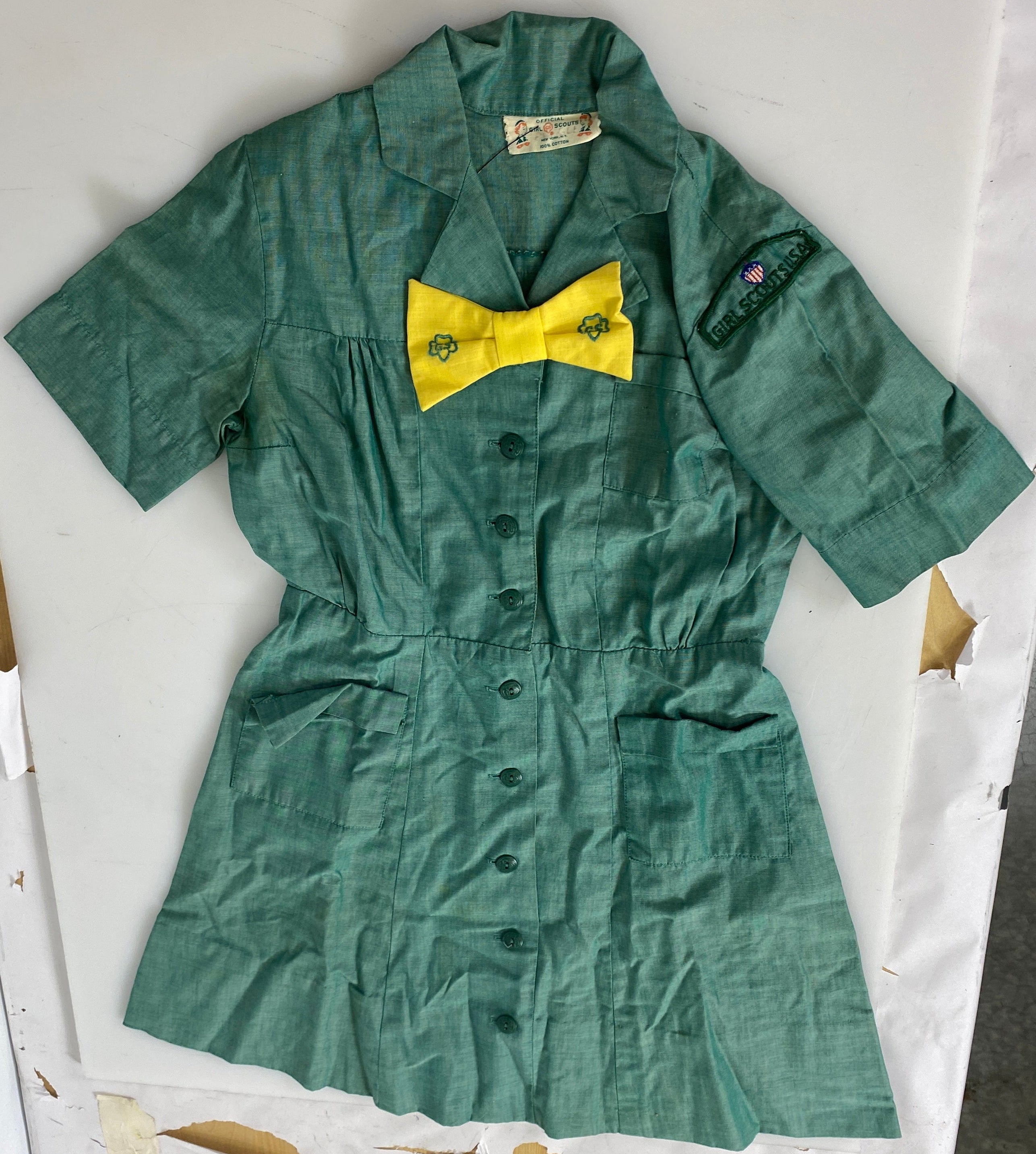 Vintage 1970s Green "Girl Scouts" Uniform Dress