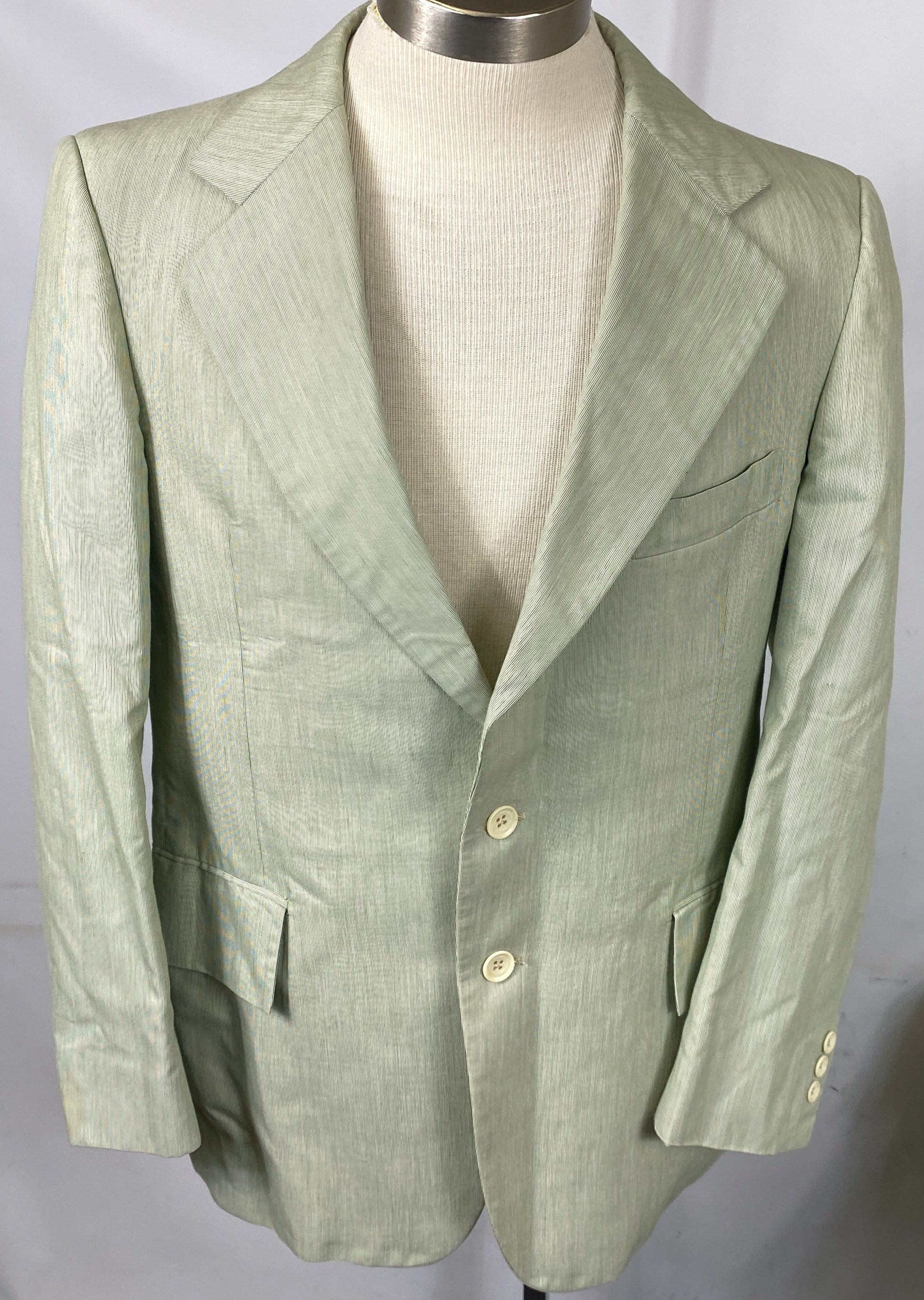 Vintage 1970's Marx-Haas Clothing Green Pinstripe Suit Jacket Men's Size Unknown