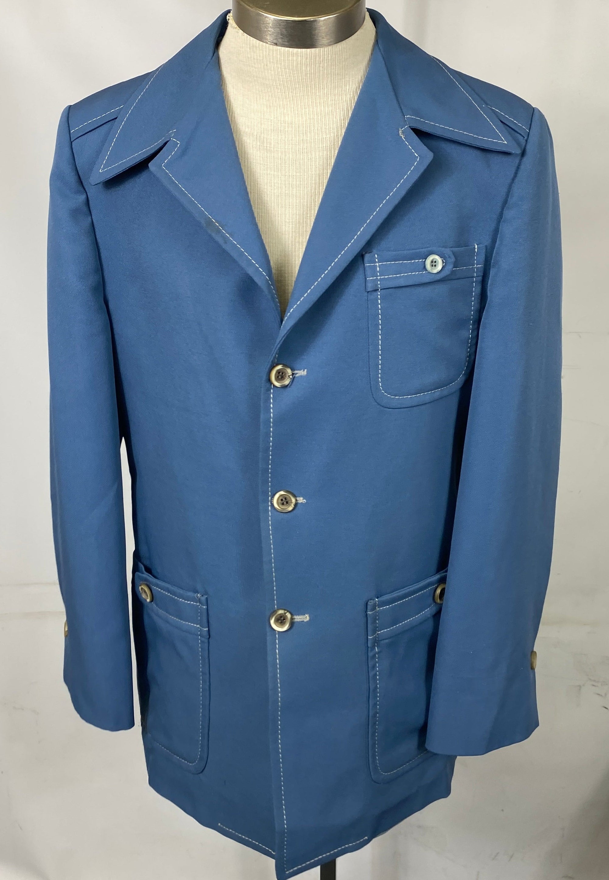 Vintage 1970's Mavest Blue Suit Jacket Men's Size Unknown