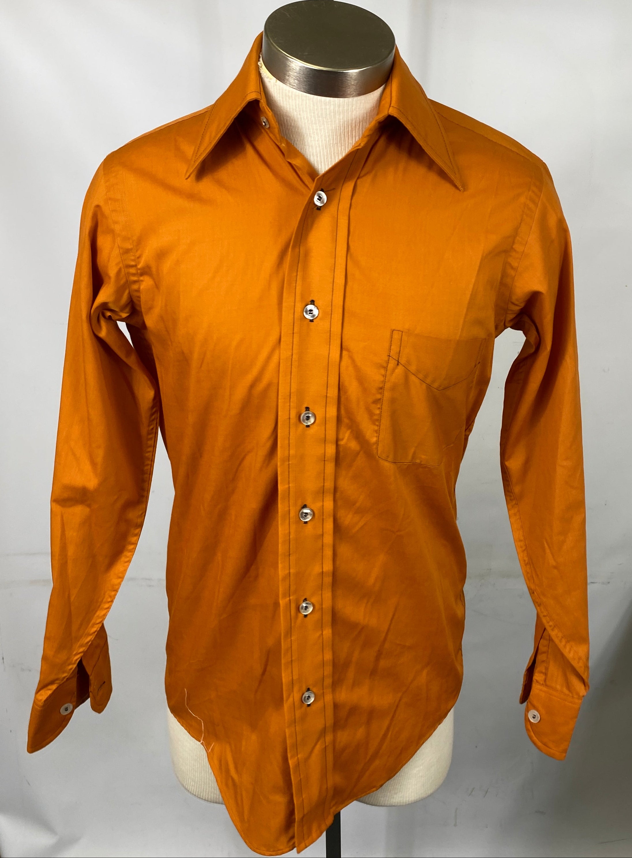 Vintage 1970's May's of Michigan Orange Dress Shirt Men's Size 14.5 30