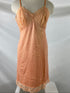 Vintage 1970s Orange Silk Slip with Floral Lace Details