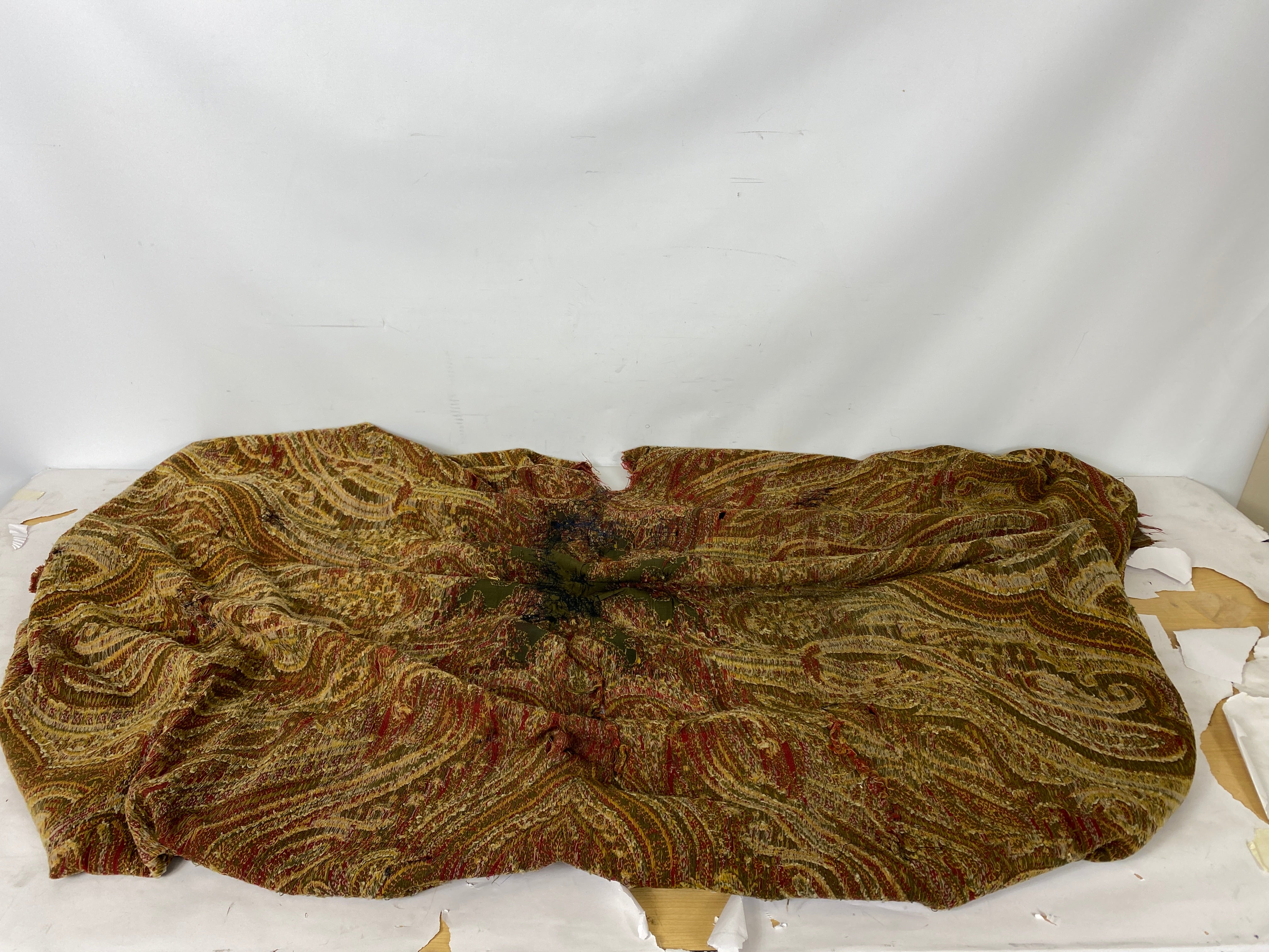 Vintage 1970s Red Paisley Patterned Fabric