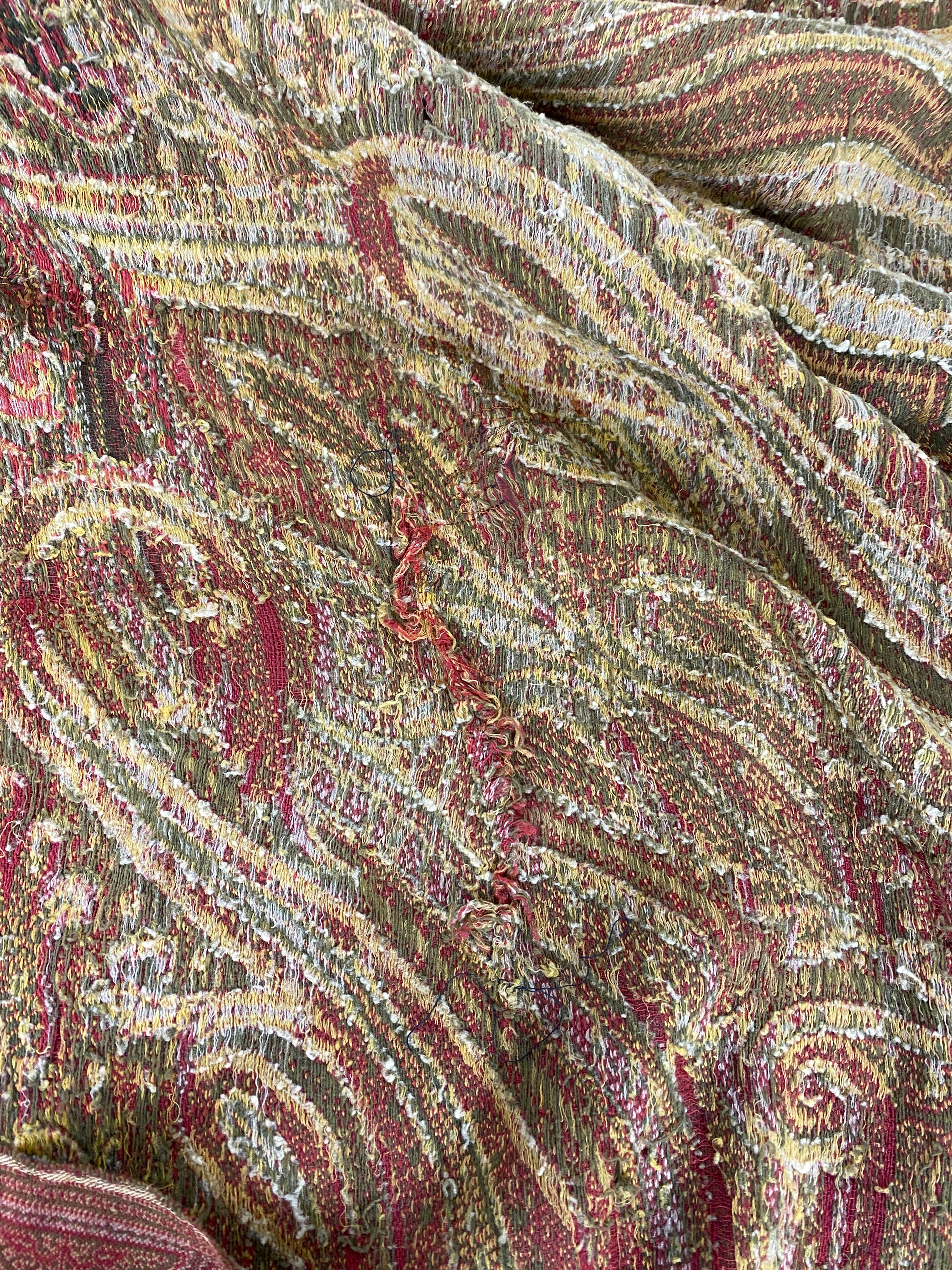 Vintage 1970s Red Paisley Patterned Fabric