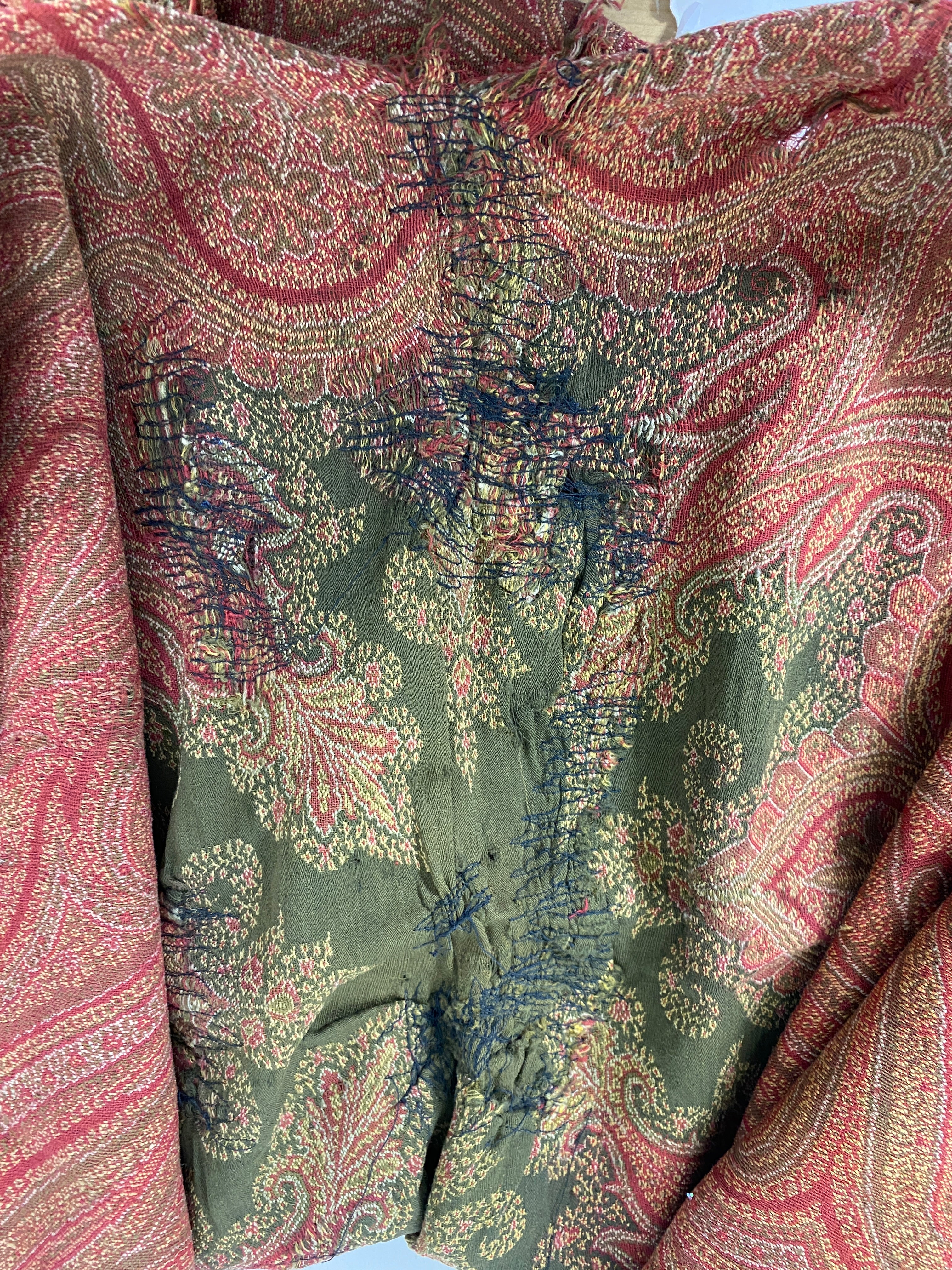 Vintage 1970s Red Paisley Patterned Fabric