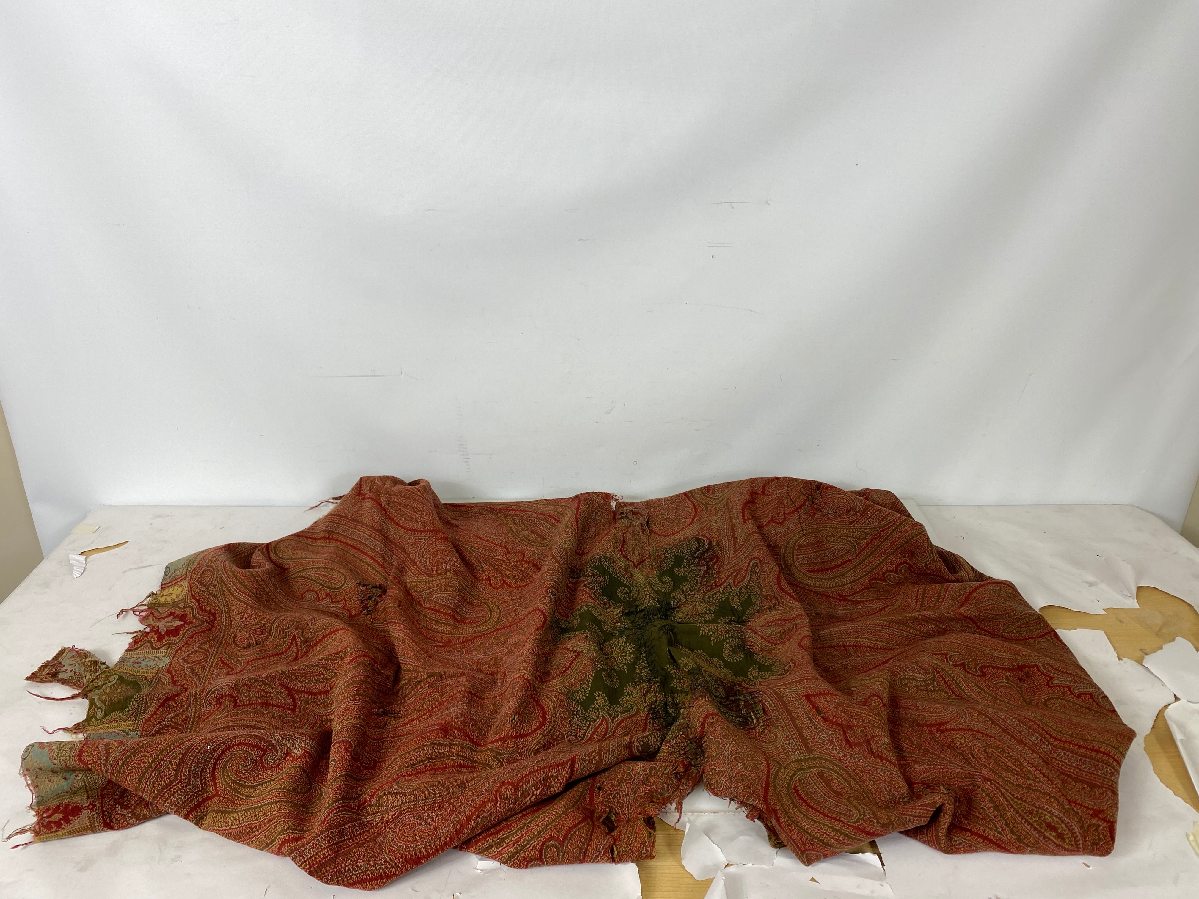 Vintage 1970s Red Paisley Patterned Fabric