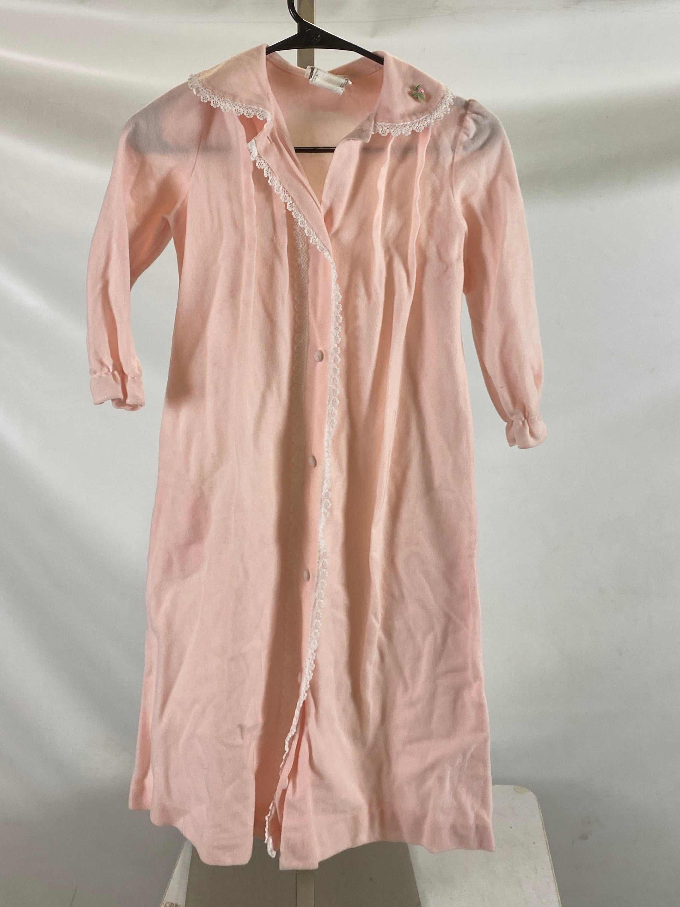 Vintage 1979 "Loungees" Pink Nylon Children's Robe with Button Closures Size 8