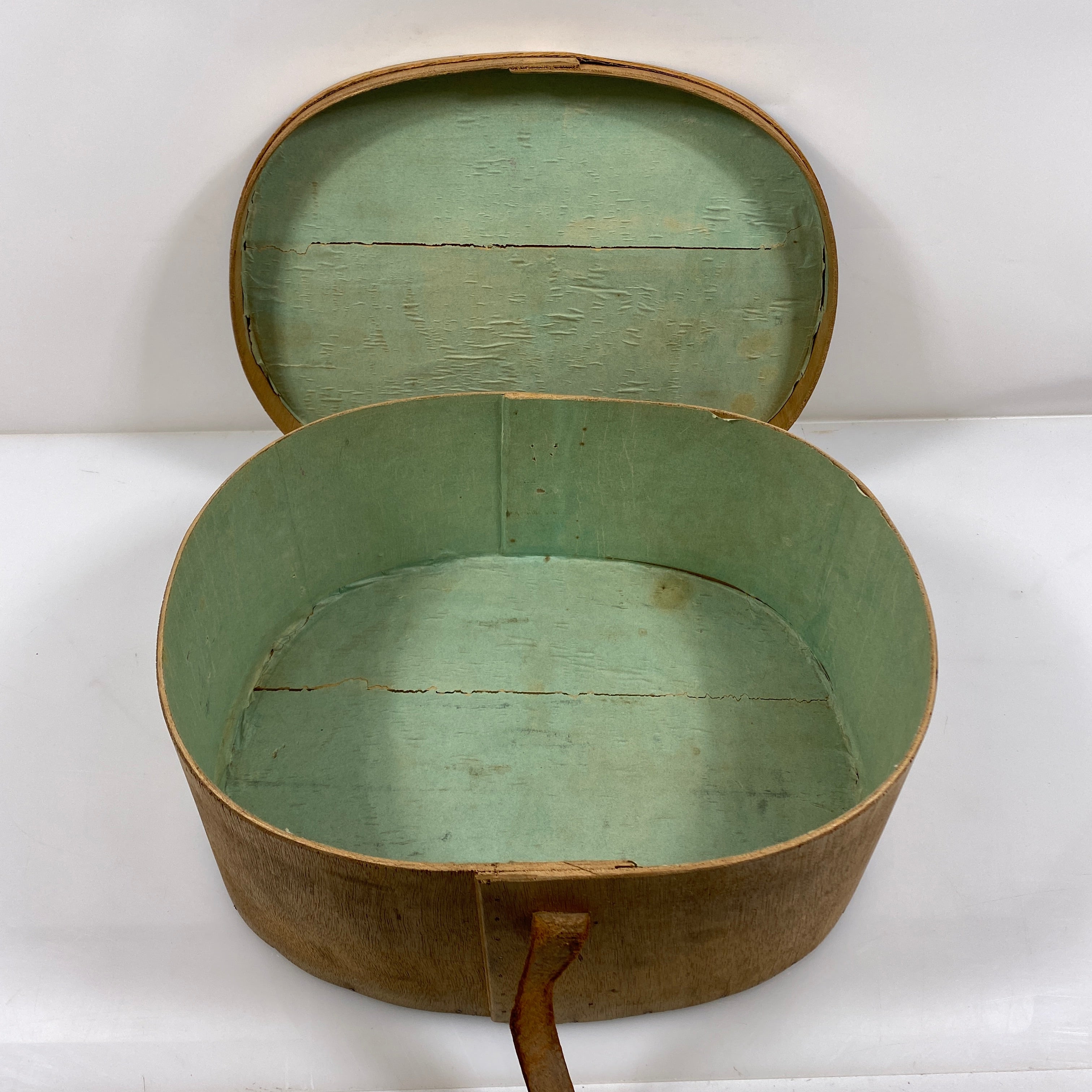 Vintage 19th Century French Wooden Hat Box with Leather Straps