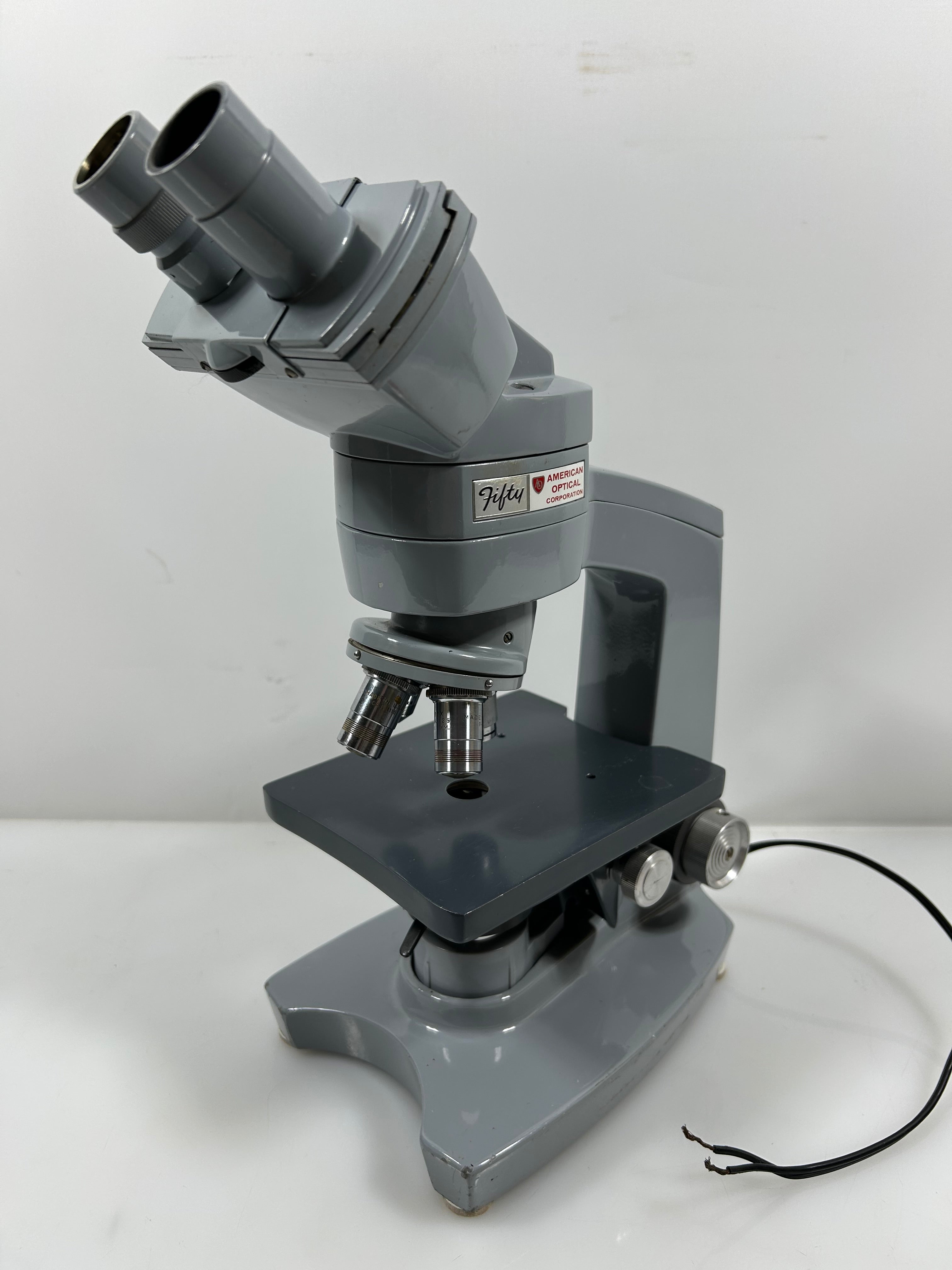 Vintage American Optical "Fifty" Binocular Microscope with 4 Objective Lenses *Untested*