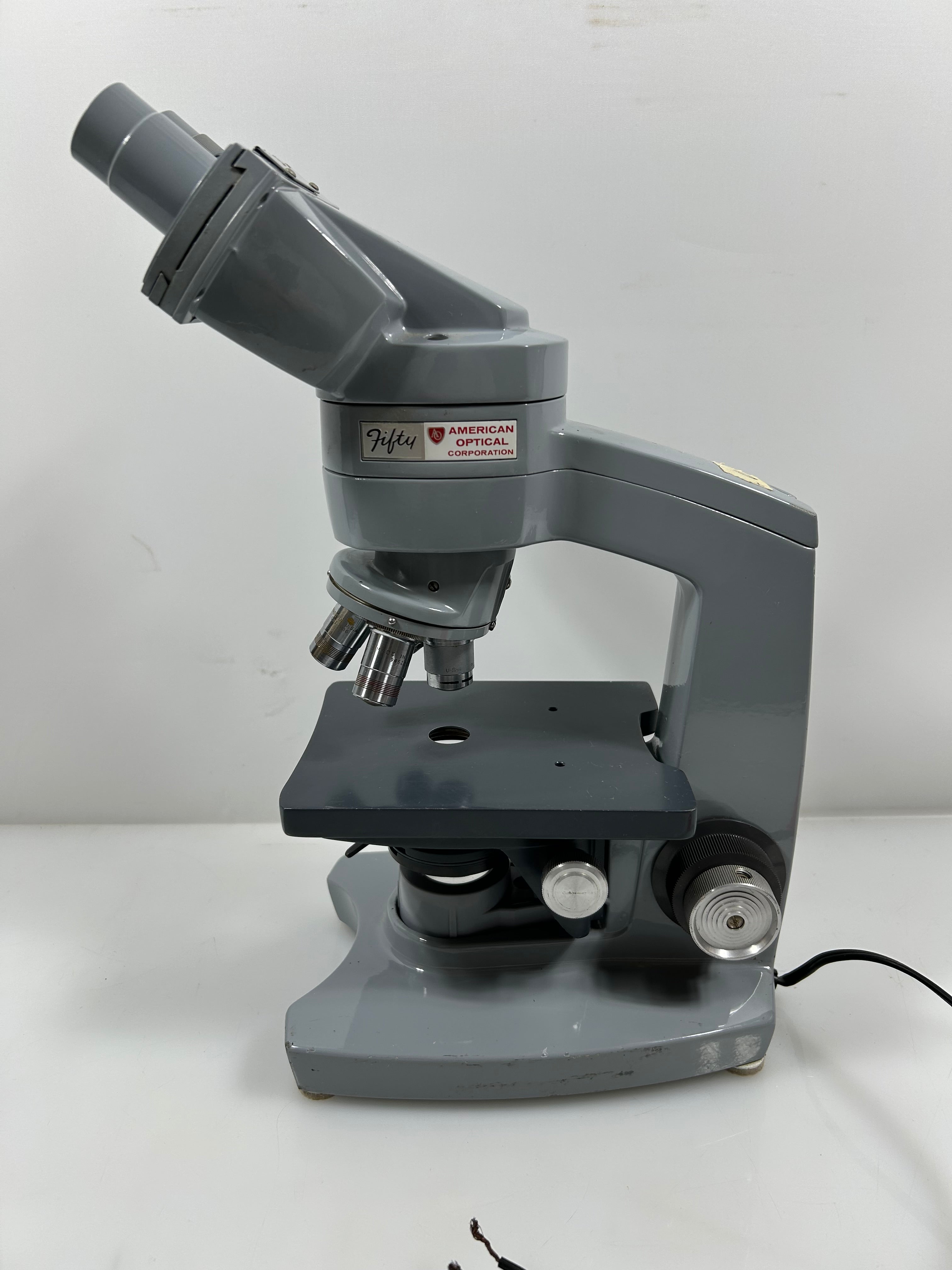 Vintage American Optical "Fifty" Binocular Microscope with 4 Objective Lenses *Untested*