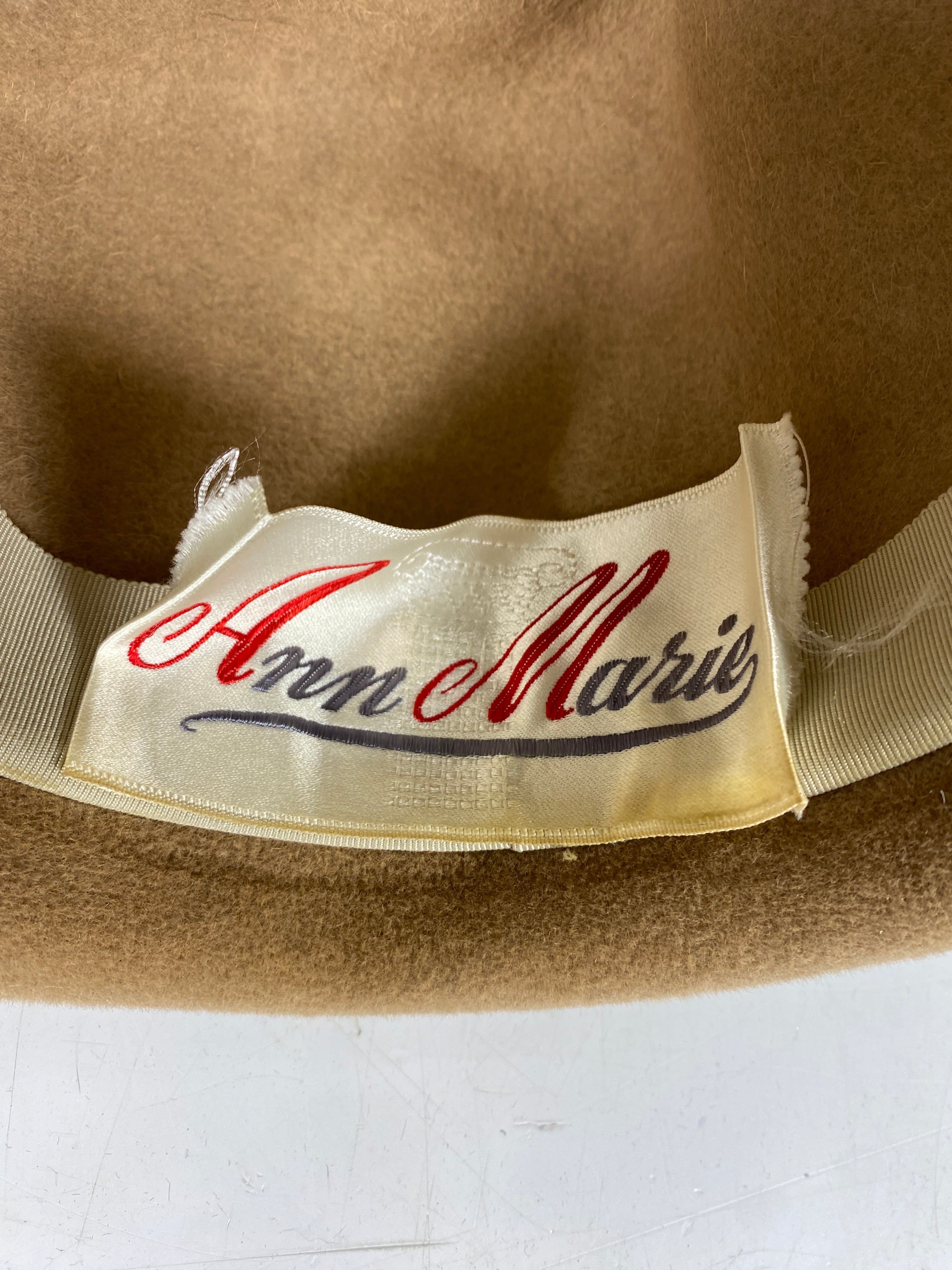 Vintage Ann Marie Luxuria Felt Bowler Hat with Feathers - Italy