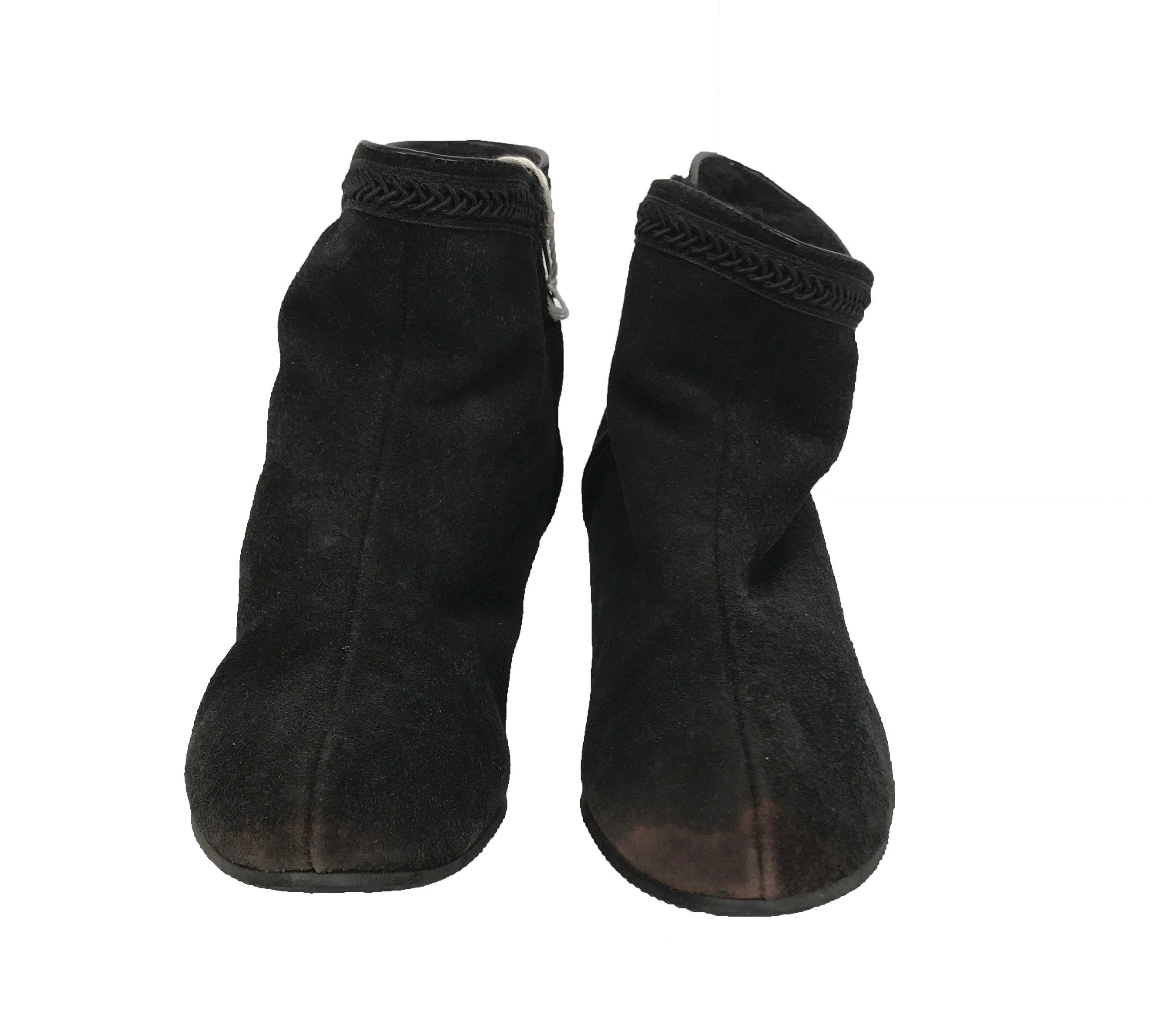 Vintage Black Faux Fur Lined Heeled Boots Women's Size 6