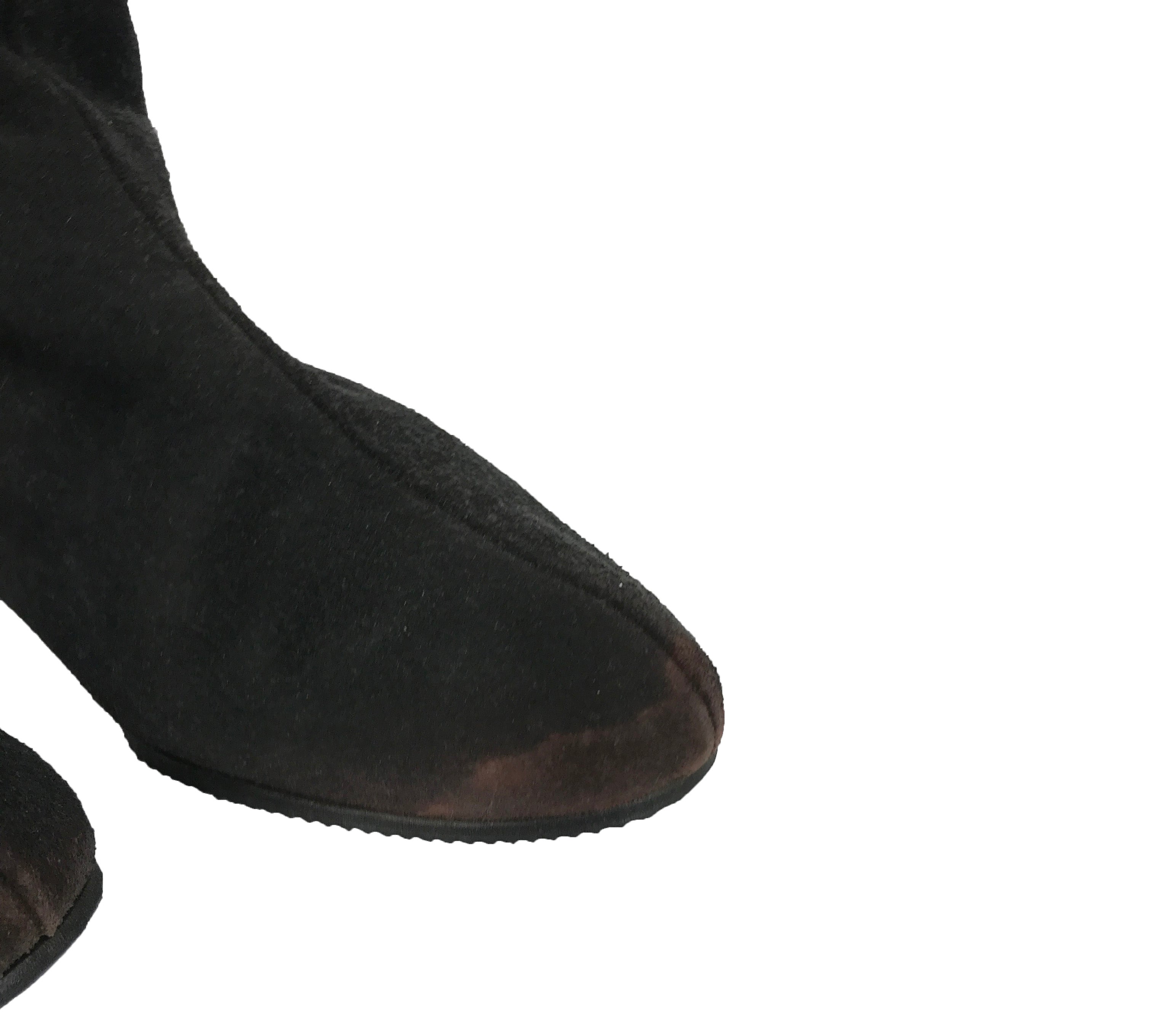 Vintage Black Faux Fur Lined Heeled Boots Women's Size 6