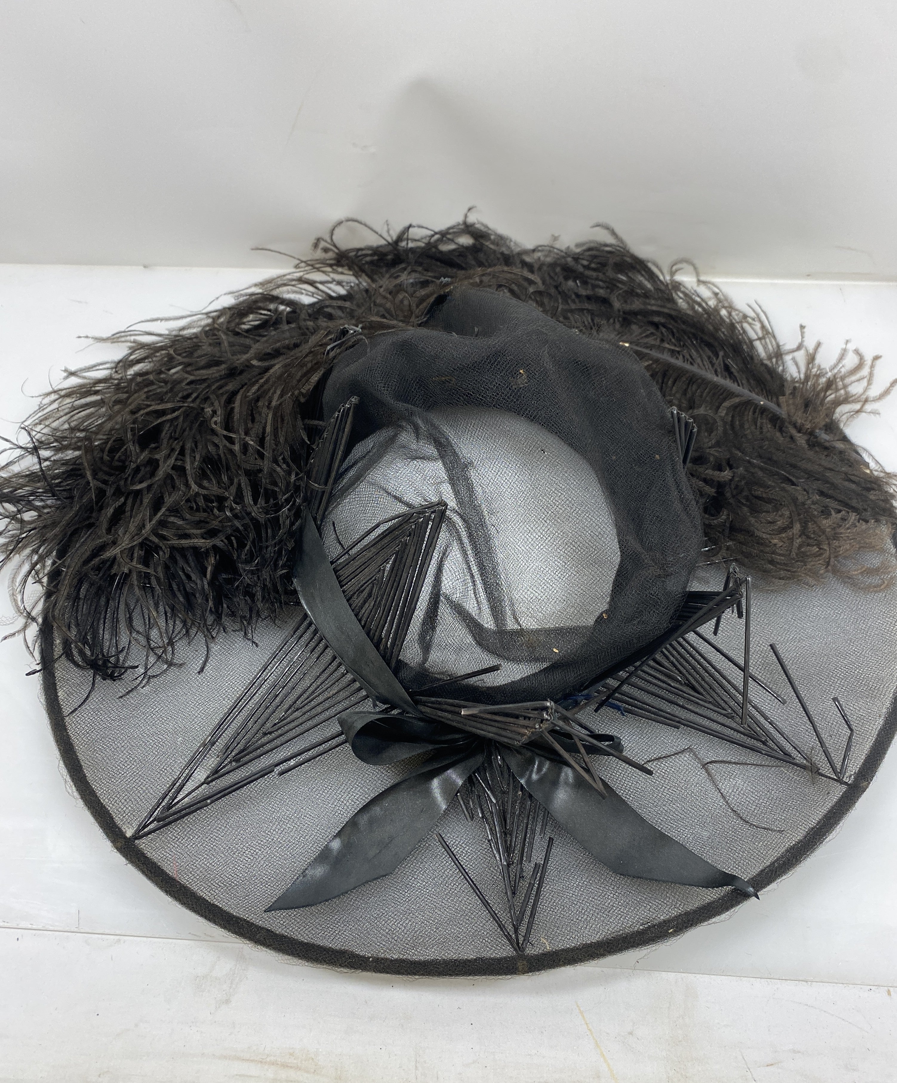 Vintage Black Mesh Brimmed Hat
