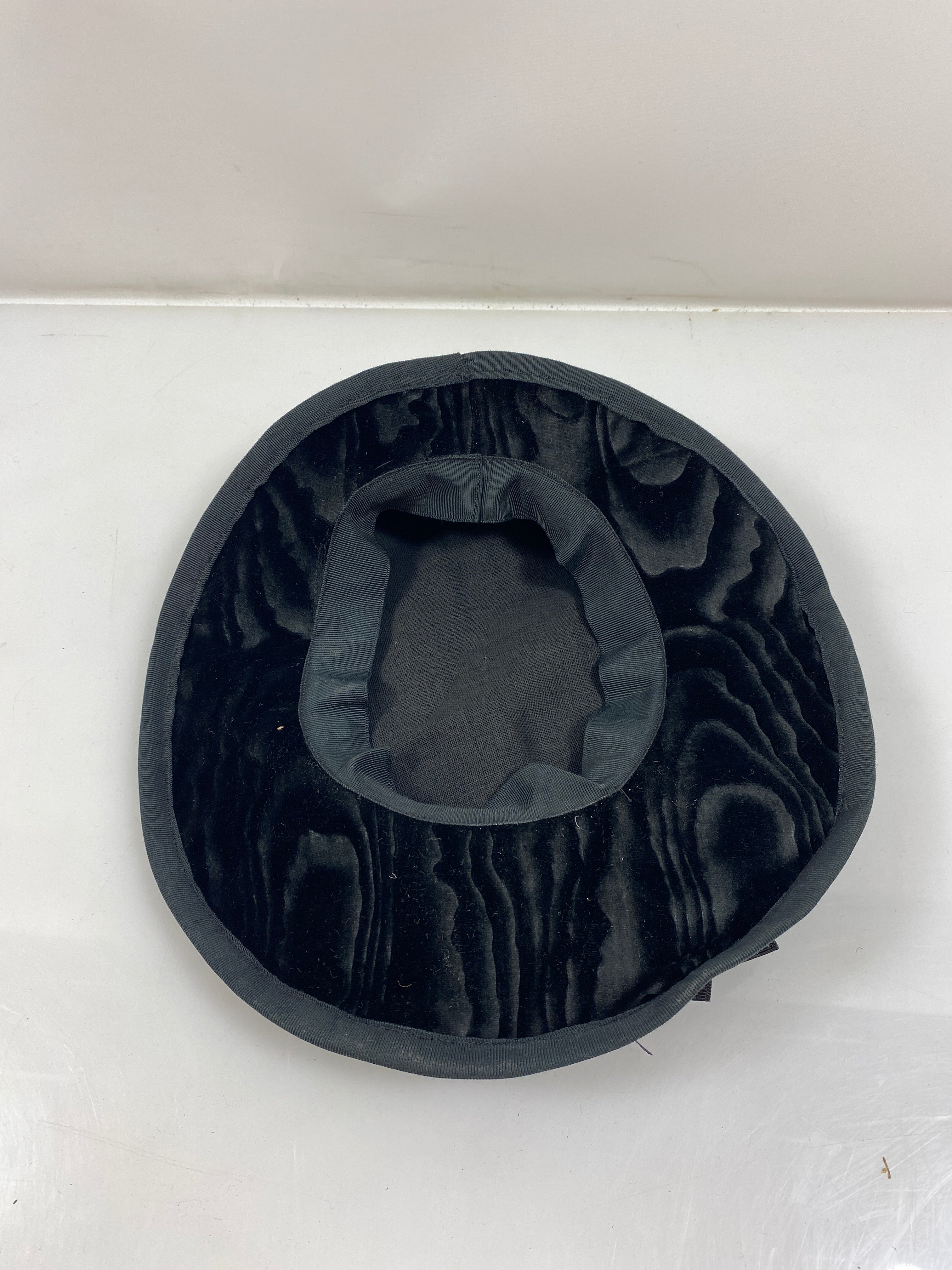 Vintage Black Moire Velvet Hat