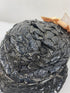 Vintage Black Straw Hat with Flower Details