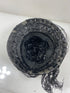 Vintage Black Straw Hat with Flower Details