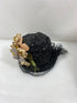 Vintage Black Straw Hat with Flower Details