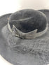 Vintage Black Velour Wide Brimmed Hat with Veil Detail