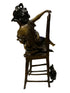 Vintage Bronze Girl and Cat Figurine