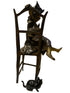 Vintage Bronze Girl and Cat Figurine
