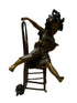 Vintage Bronze Girl and Cat Figurine
