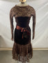 Vintage Brown Dress with Laced Top and Bottom with Brown Bow